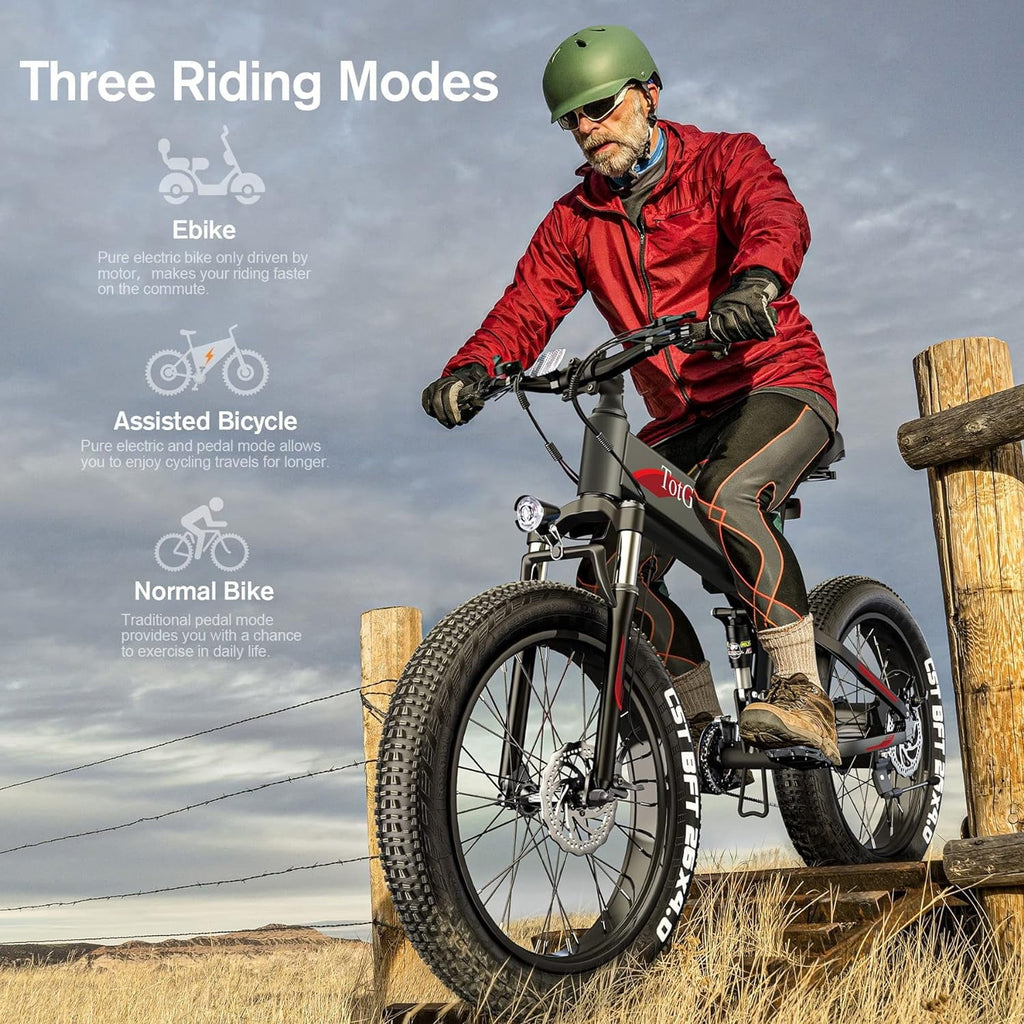 TotGuard 26x4 Electric Bike, Fat Tire 500W Ebike, Foldable Electric Bicycles E Bikes for Adults Electric 48V 10Ah Battery, Dual Shock Absorber, Lockable Fork UL2849