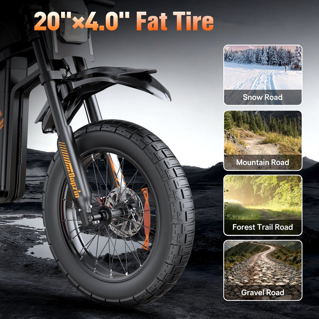 Electric Bike for Adults,1500W 35MPH,48V 20AH 30-80 Miles,20'' Fat Tire Mountain Bike with Rear Rack UL2849