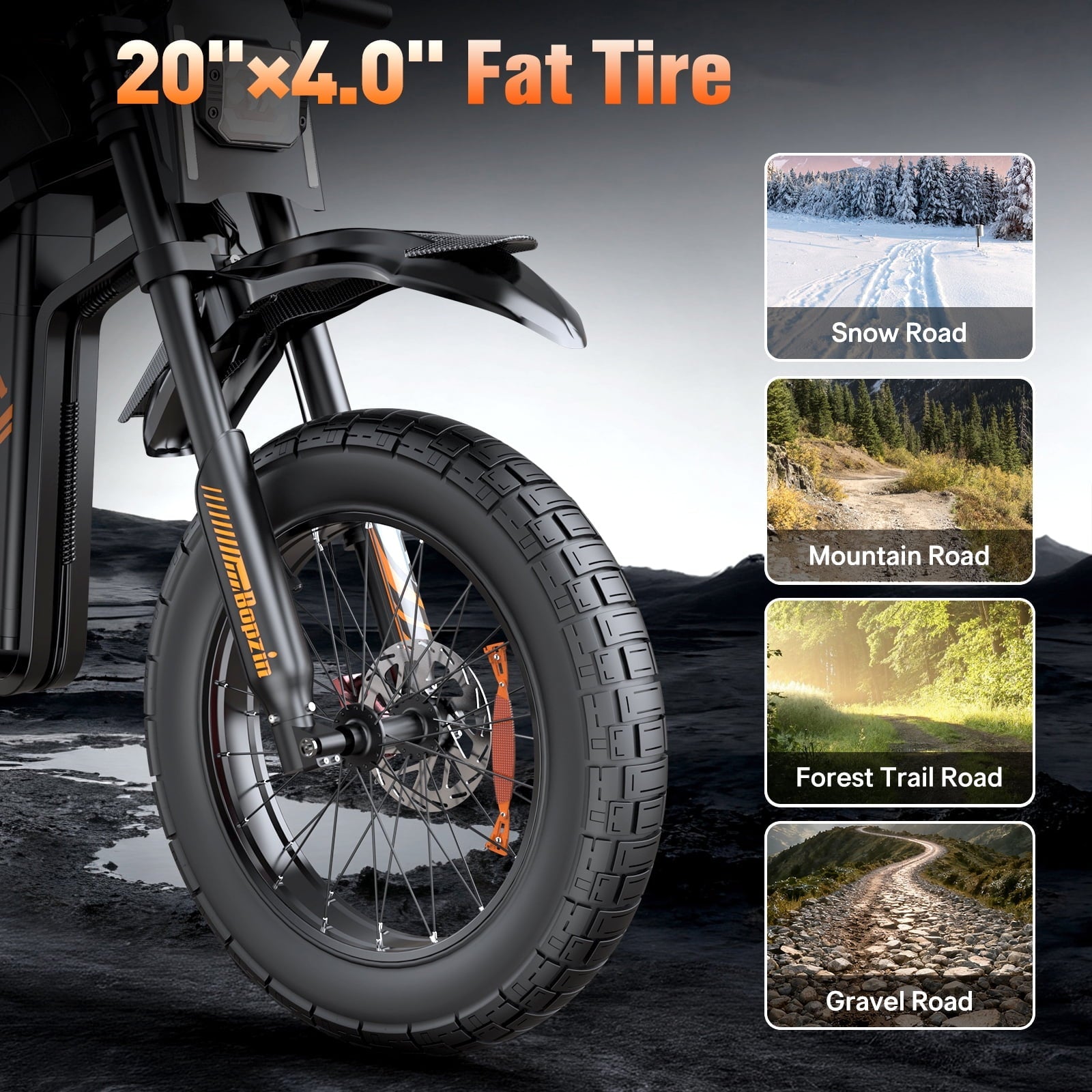 Electric Bike for Adults,1500W 35MPH,48V 20AH 30-80 Miles,20'' Fat Tire Mountain Bike with Rear Rack UL2849