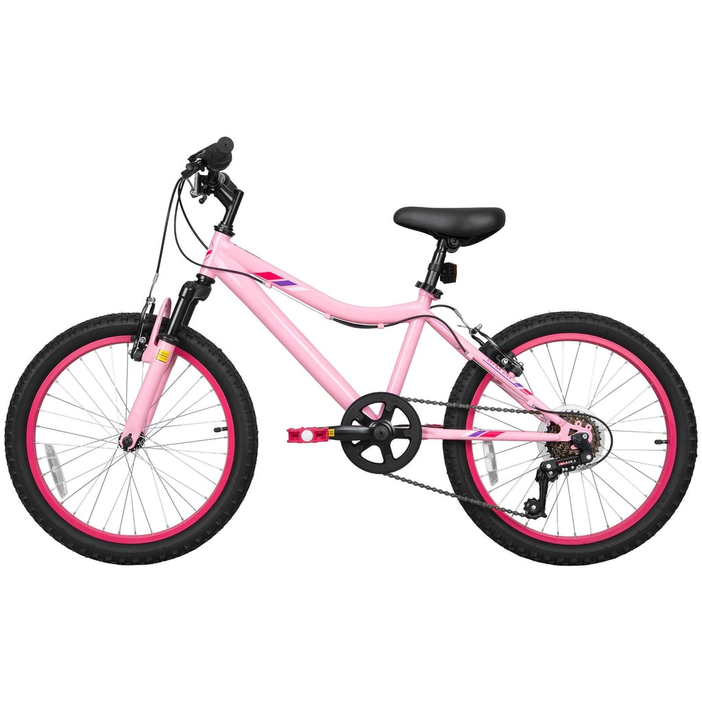 Hykolity 20 inch Kids Mountain Bike, 6 Speed Kid Bicycle Age 6-11 Year Old with Front Suspension Fork, Adjustable Seat Height, Pink