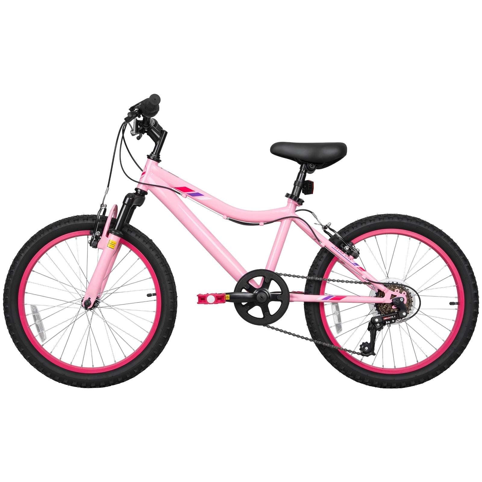 Hykolity 20 inch Kids Mountain Bike, 6 Speed Kid Bicycle Age 6-11 Year Old with Front Suspension Fork, Adjustable Seat Height, Pink