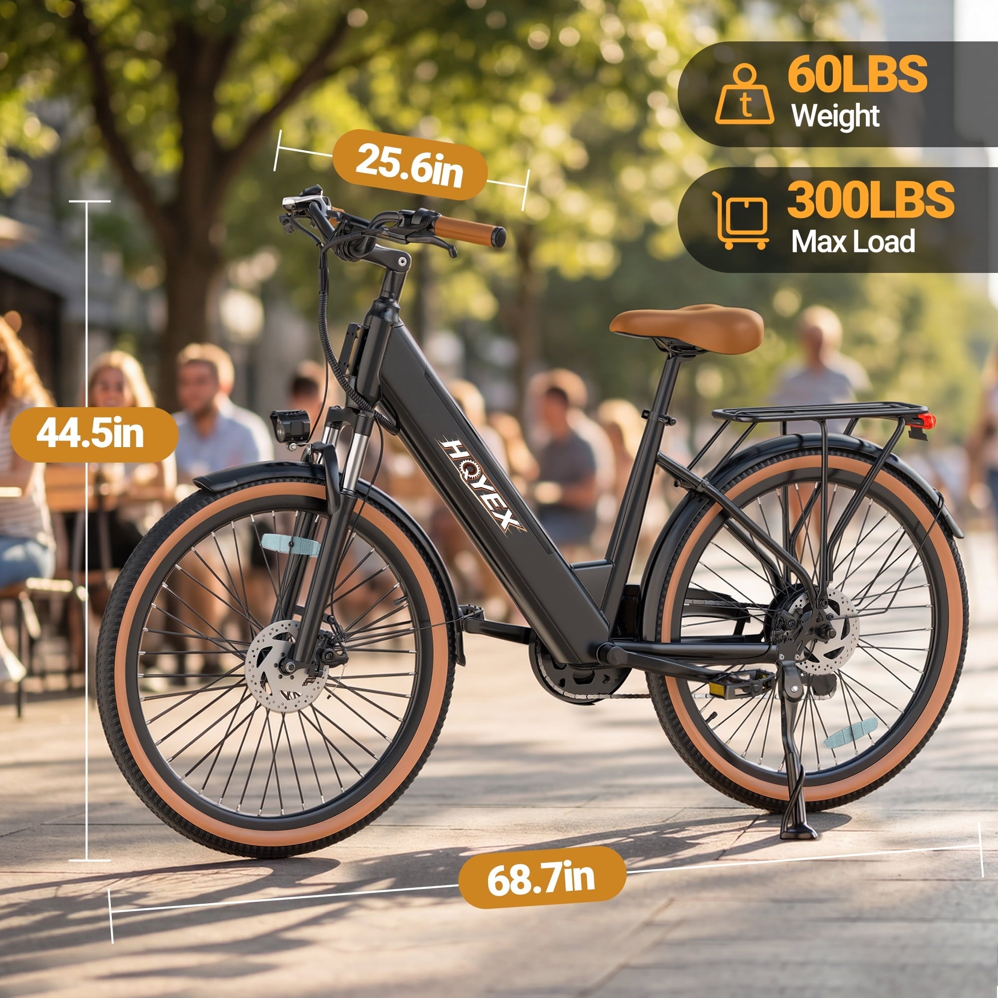 HQYEX HQ26 Electric Bike, 26 Inch Tire 1500W Powerful Brushless Motor Ebike, 48V 11AH Removable Rechargeable Battery, 7-Speed Gear Shift Electric Bicycle, Comfortable City Commuter E Bike for Adults