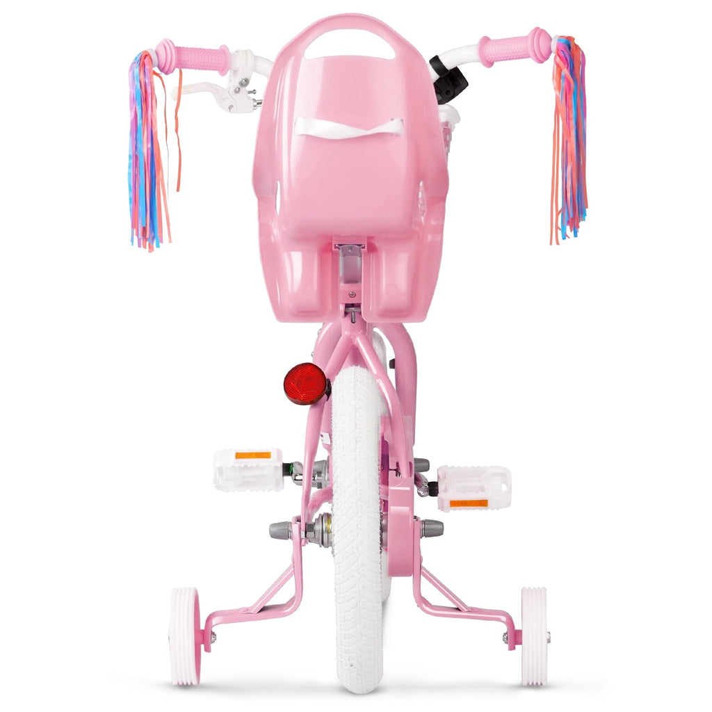 XJD Girls Bike for Toddlers 3-9 Years Old Kids, 16 Inch Kids Bike with Training Wheels, Streamers, Basket and Doll Seat, Children Bicycles with Handbrake