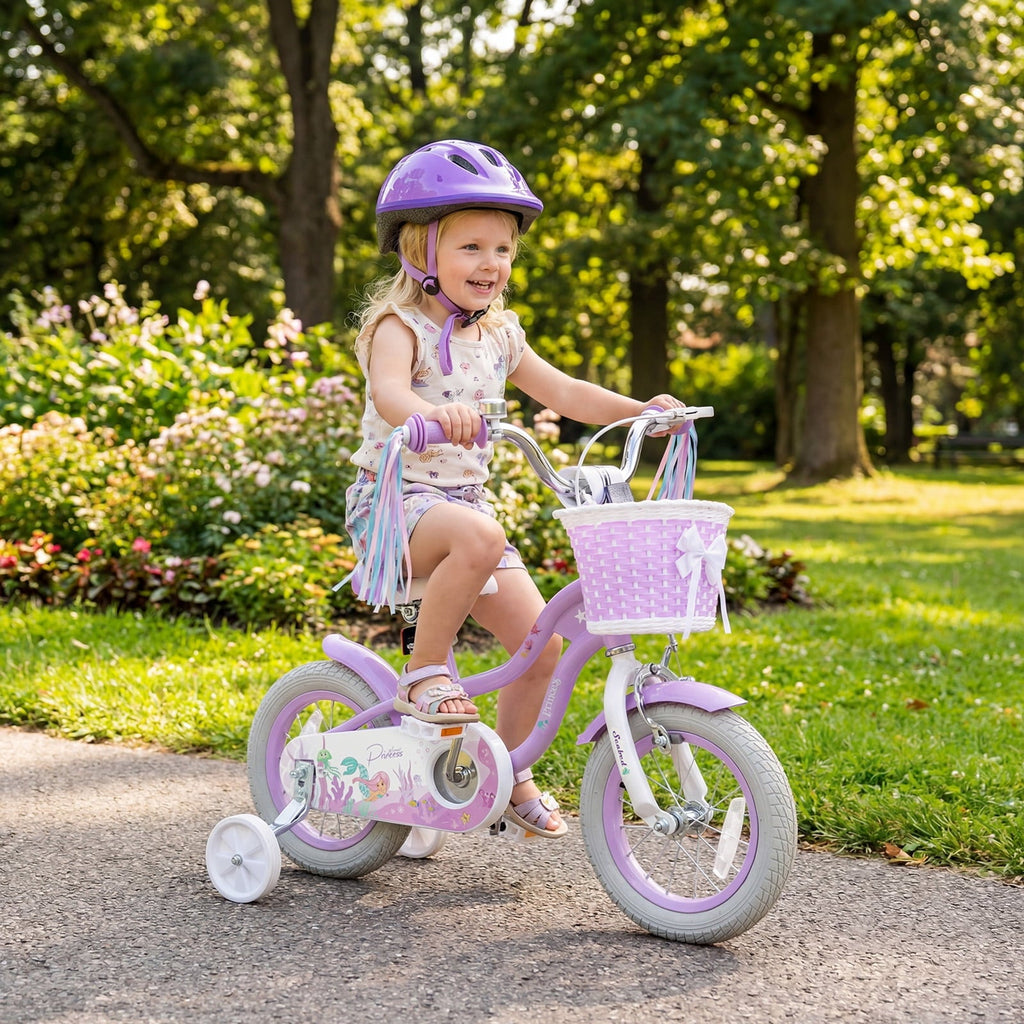 Costway 14 Kids Bike with Training Wheels Hand Coaster Brakes Adjustable Seat Handlebar Pink