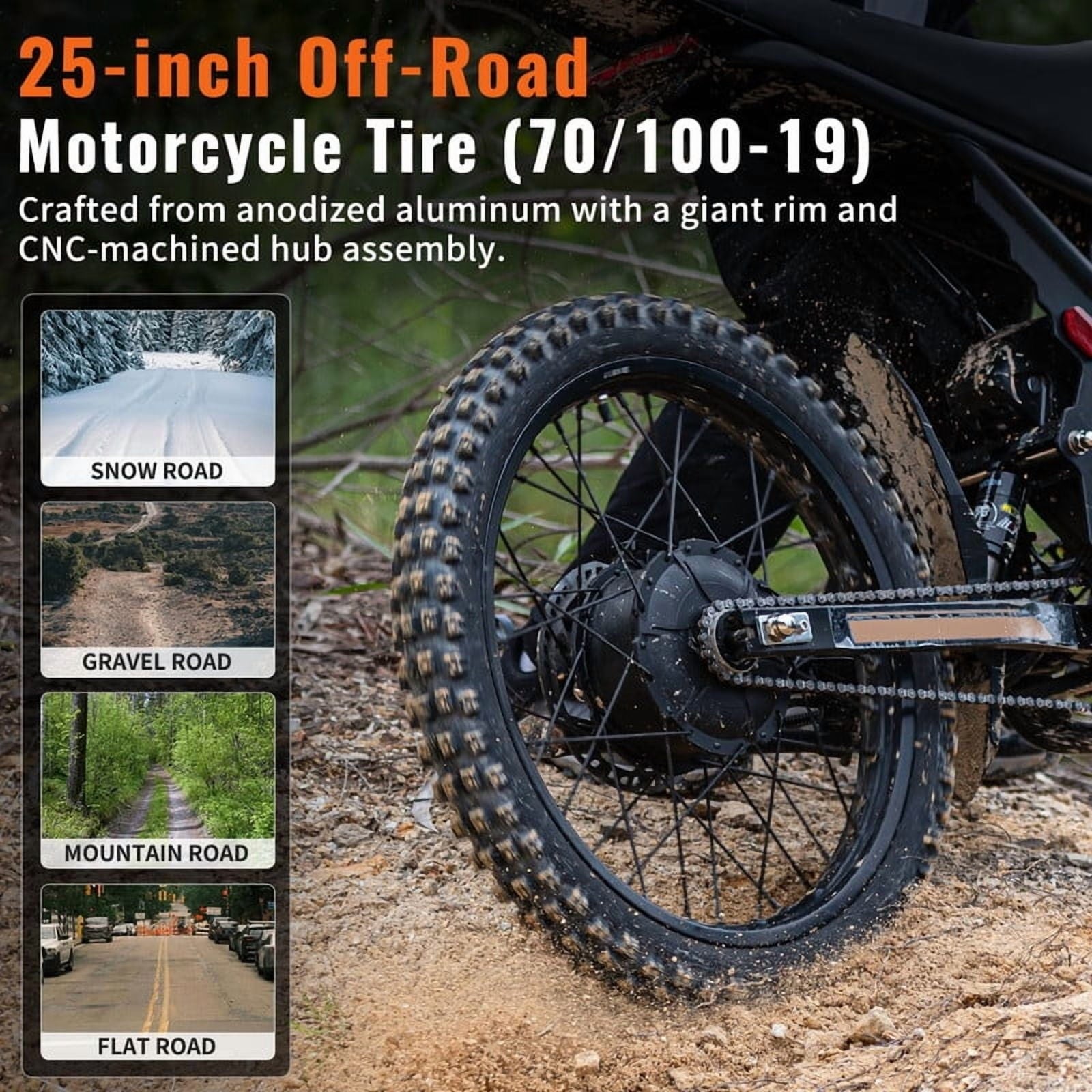 Riding'times GT54 PRO Electric Dirt Bike for Teens Adults,60V 25AH 40MPH Ebike with 14/12 Motorcycle Tire,3000W Dual Hydraulic Brakes Mountain Off-Road Dirtbike