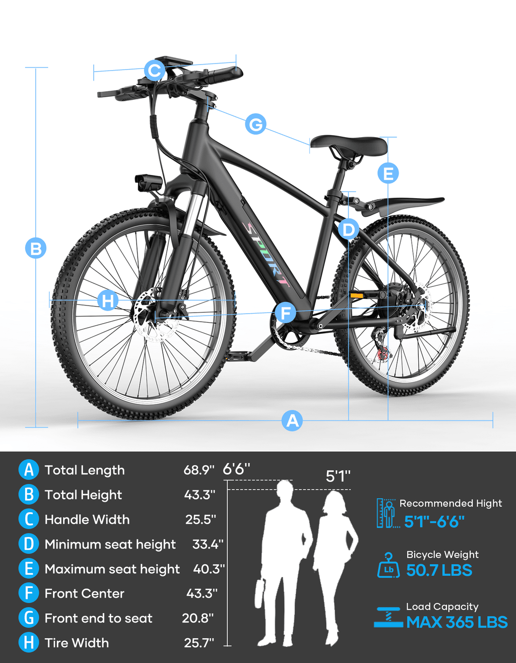 AZHAR G29 Electric Bike for Adults, 26 E-Mountain Bicycle,750W,Peak 1200W Motor 48V 10.4Ah Ebike UL2849