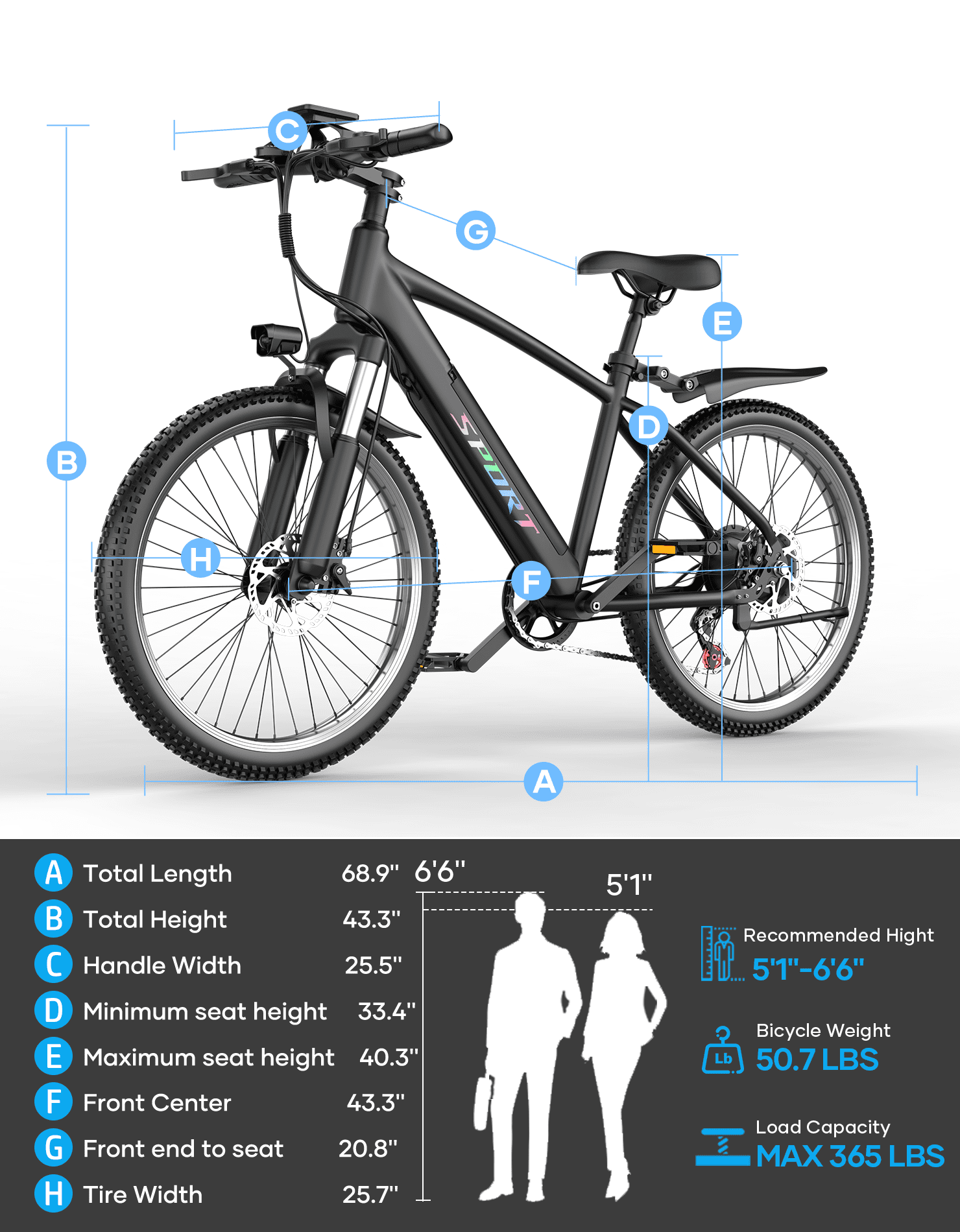 AZHAR G29 Electric Bike for Adults, 26 E-Mountain Bicycle,750W,Peak 1200W Motor 48V 10.4Ah Ebike UL2849