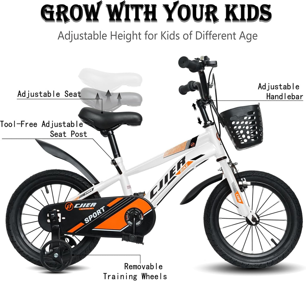 14 Kids Bikes for Girls and Boys, DEYGIA Kids' Bicycles with Training Wheels, Ages 3-5 Years
