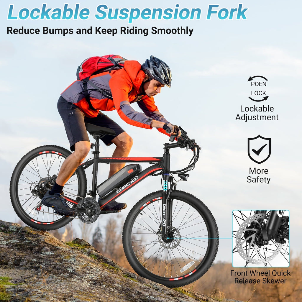 Gocio UL2849 Certified 26 Electric Bike for Adults, 750W Peak Motor, 48V 7.8Ah Battery, 20MPH Max Speed, Off-Road Mountain E-bike