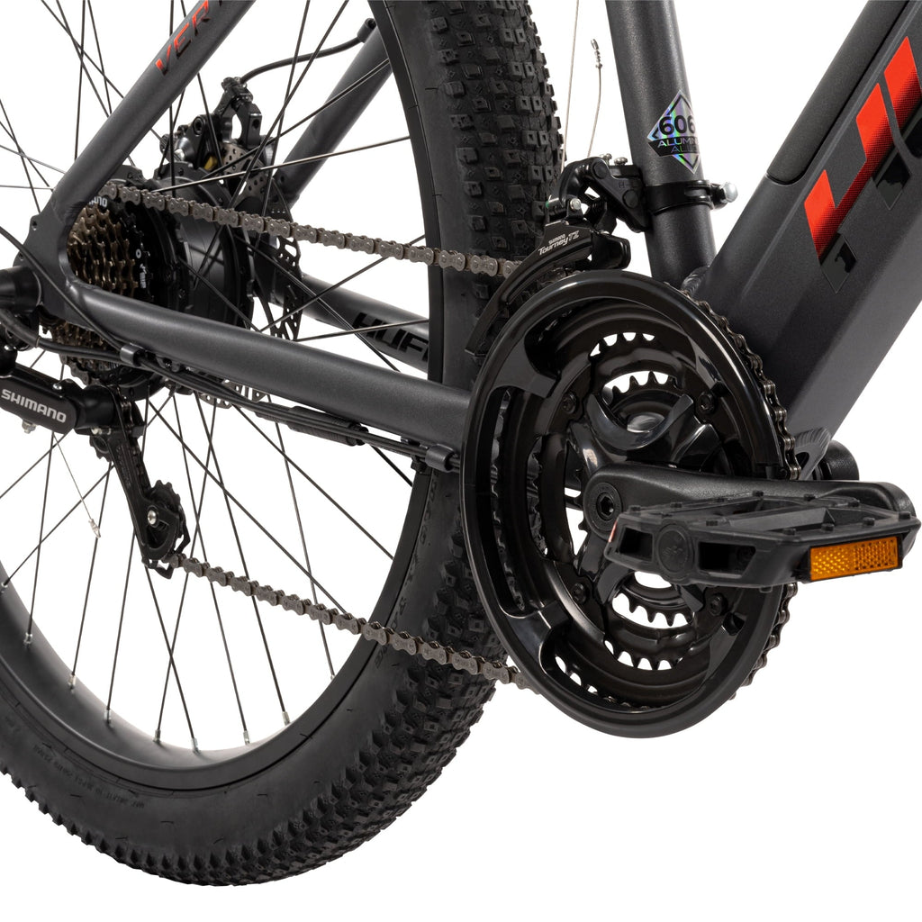 Huffy 27.5 Vertis 36V Electric Mountain Bike, Fits Riders 60+, Gray, Adult, Unisex