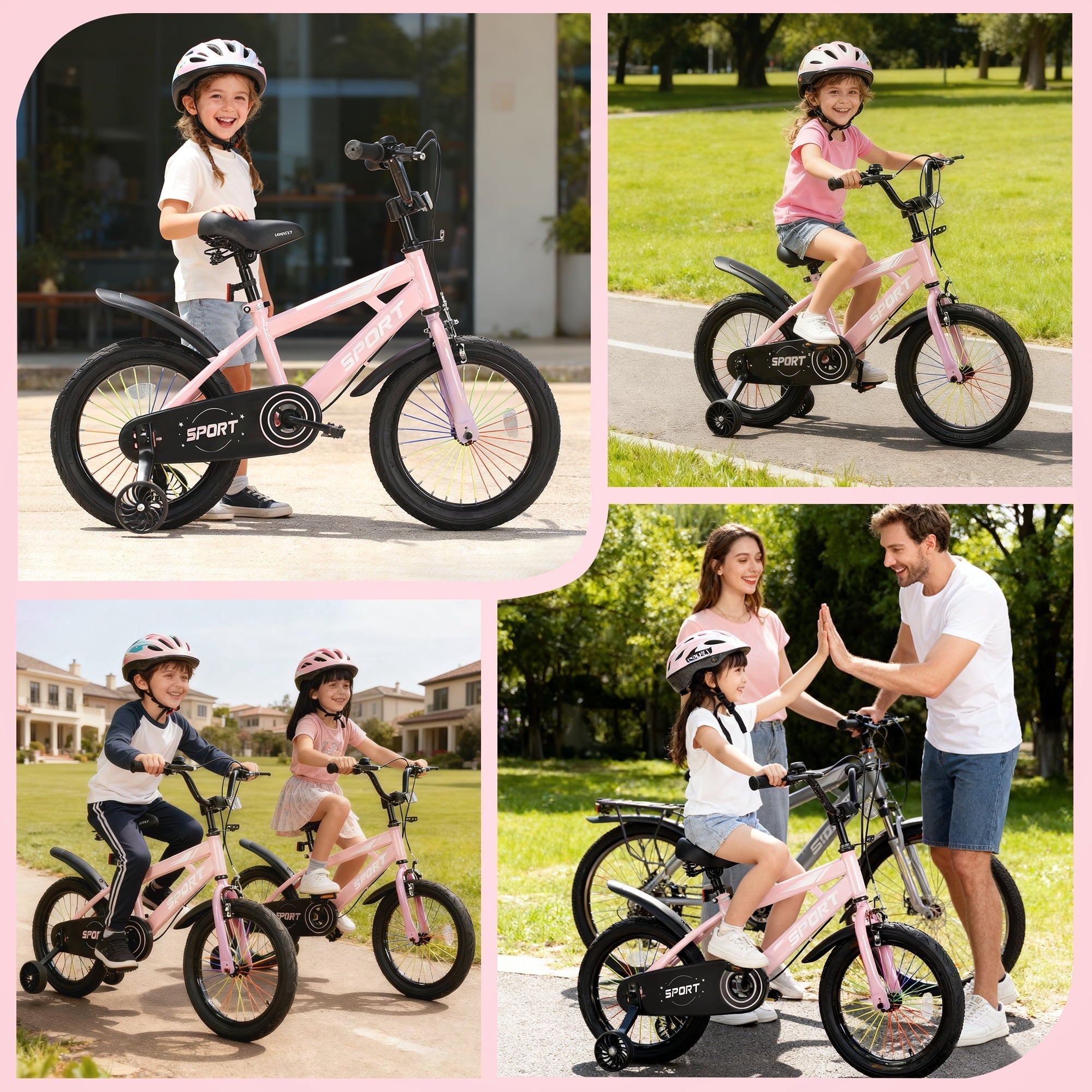 Lookfly 16 Kids Bike for Boys and Girls with Removable Training Wheels,Children's Cicycle,Purple