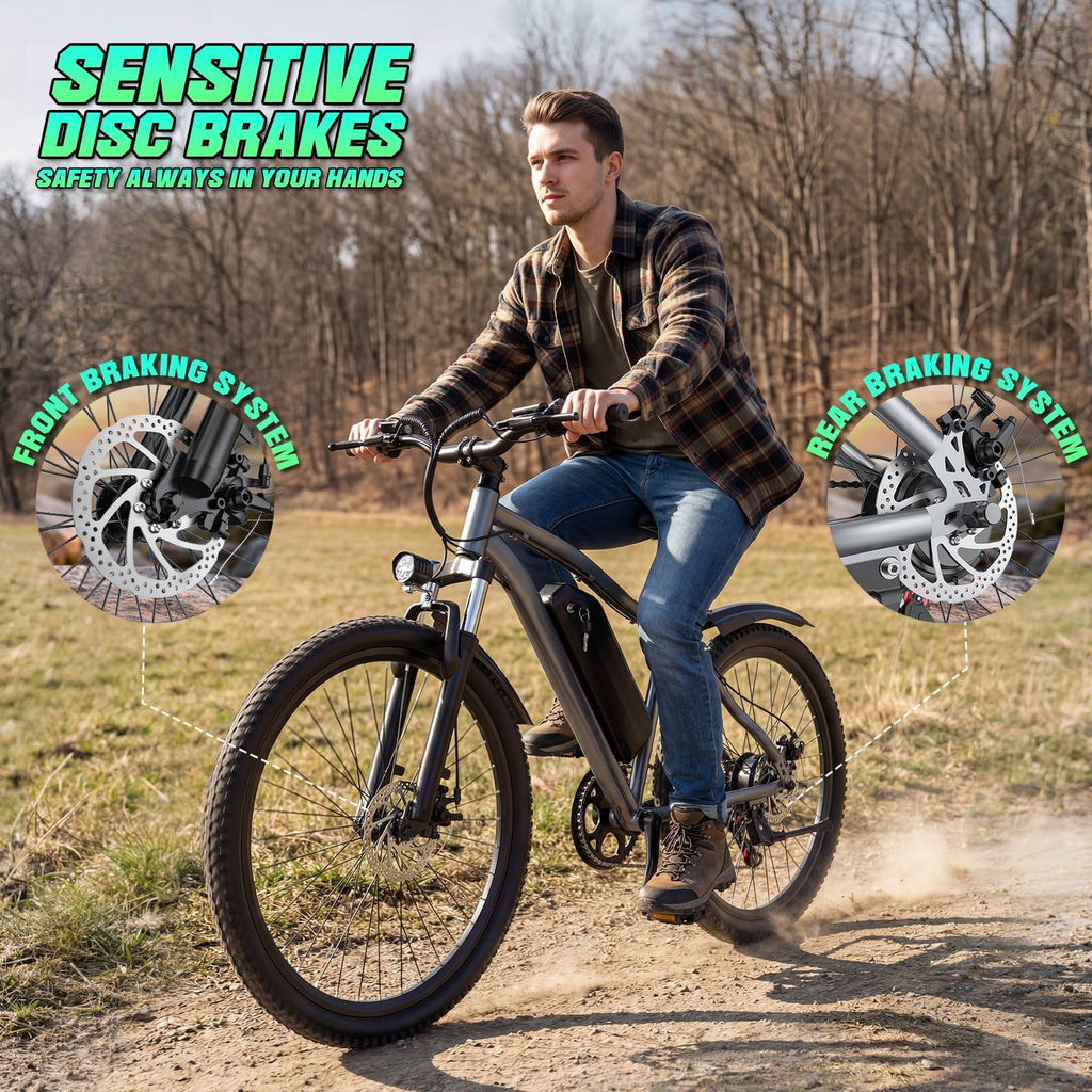 Electric Bike for Adults, 26 Commuter Ebikes with 7-Speed Gears, 25MPH, 720W Peak Motor, Removable Battery, 50 Miles Range, Electric Mountain Bicycle for All Terrain UL2849