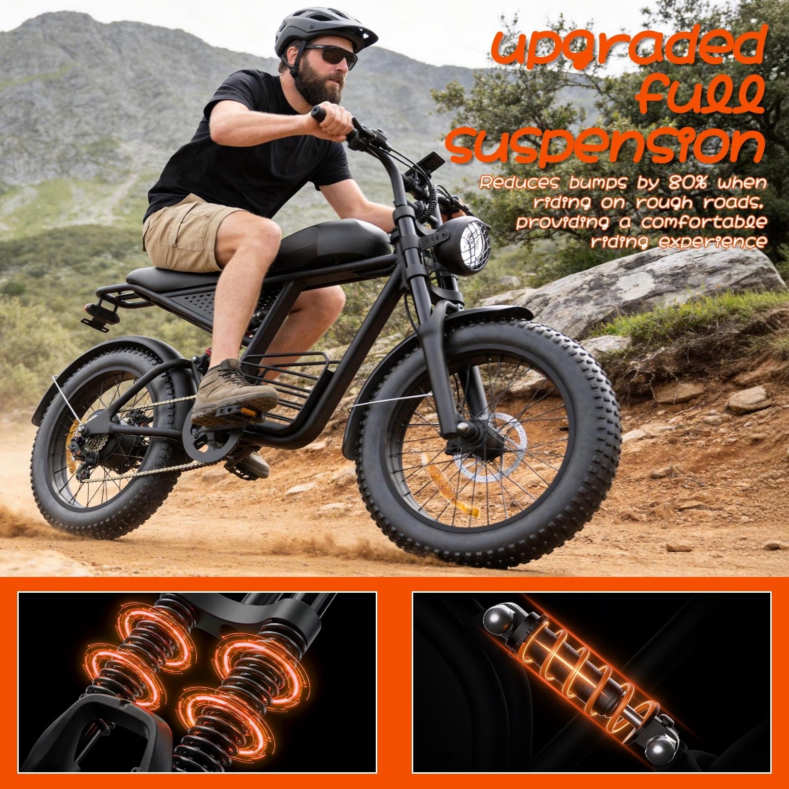 Electric Bike for Adults,750W Motor 1500W Peak,Top Speed 30MPH, Max 55miles,20×4.0 Fat Tires,48V 16.8Ah Battery,UL 2849,Fit for 18+
