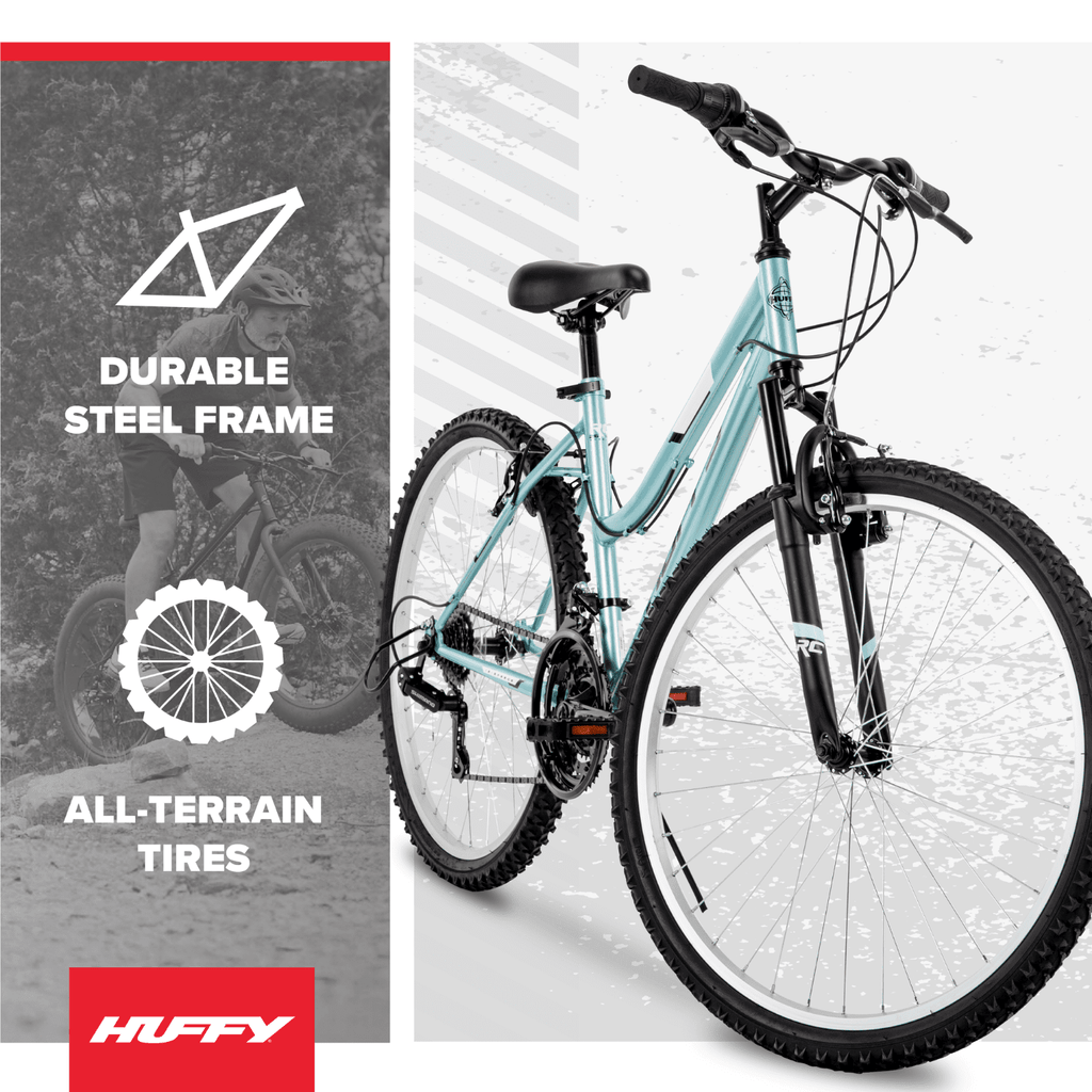 Huffy 26 Rock Creek Mountain Bike, Fits Riders 60+, Teal, Adult, Women's