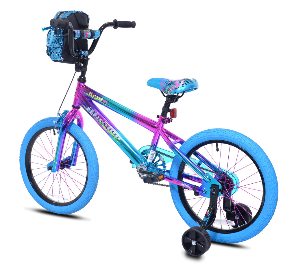 18 Kent Illusion Child Bicycle, 18 Wheels, Child Ages 6-12 Years, Blue/Purple