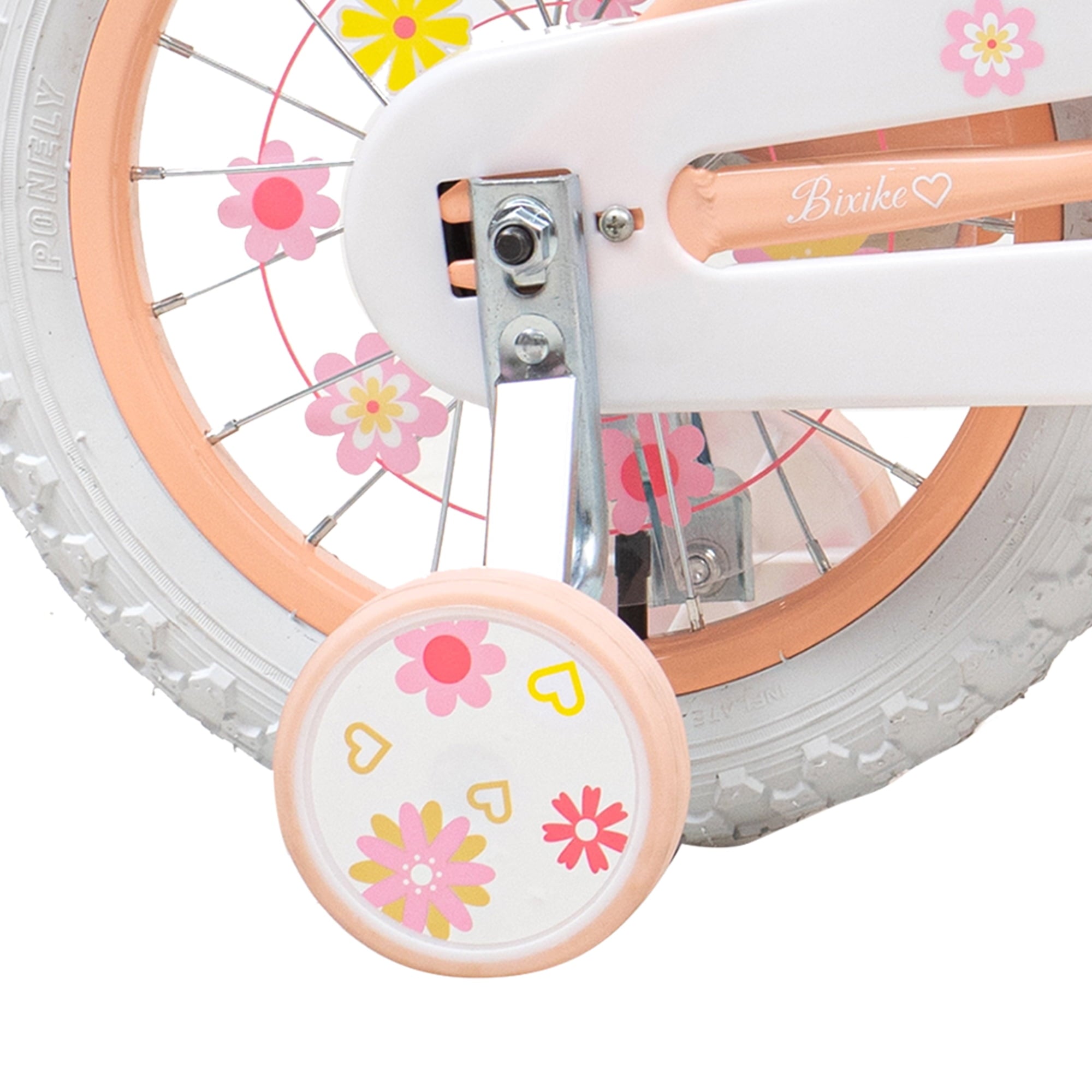 ACEGER 14 Inch Girls Bike with Basket, Training Wheels, Doll Seat, Purple Kids Bicycle for Ages 3-5