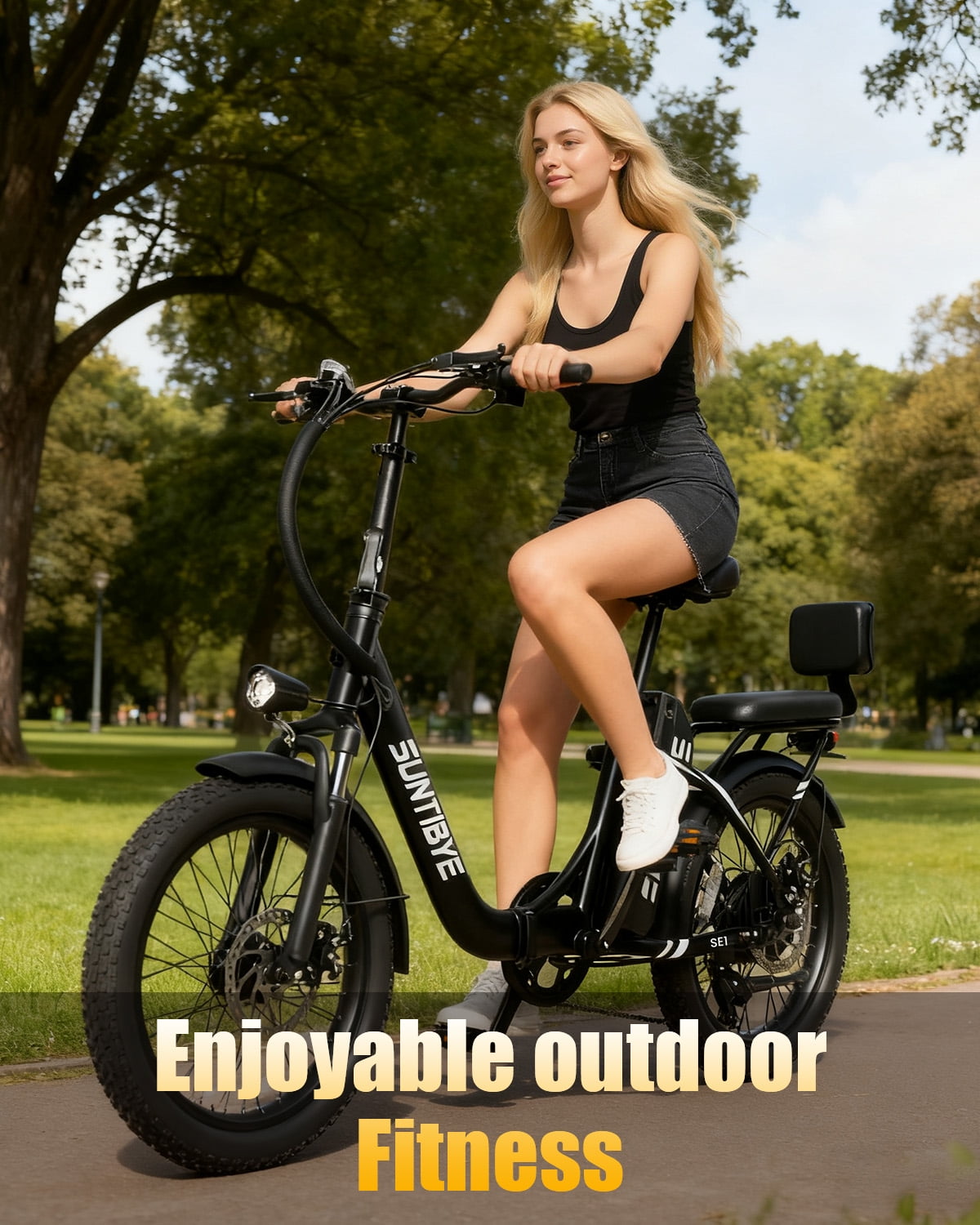SE1 Folding Electric Bike 1000W 48V 15Ah, 20x3.0 Commuter Ebike with Passenger Seat UL2849