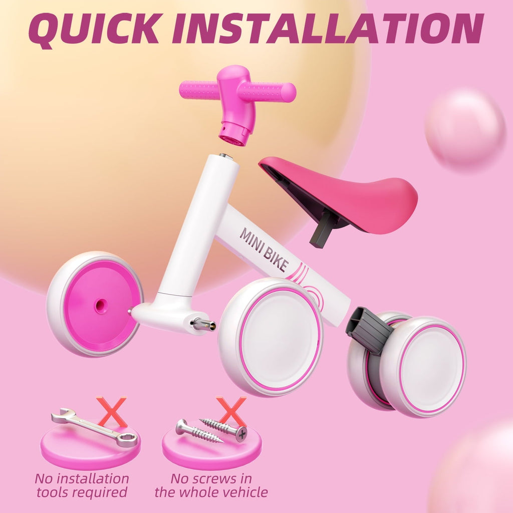 GLAF Baby Balance Bike for 12-36 Months , Toddler balance bike with 4 Wheels , Indoor & Outdoor Bike Riding Toy, First B-day Gift