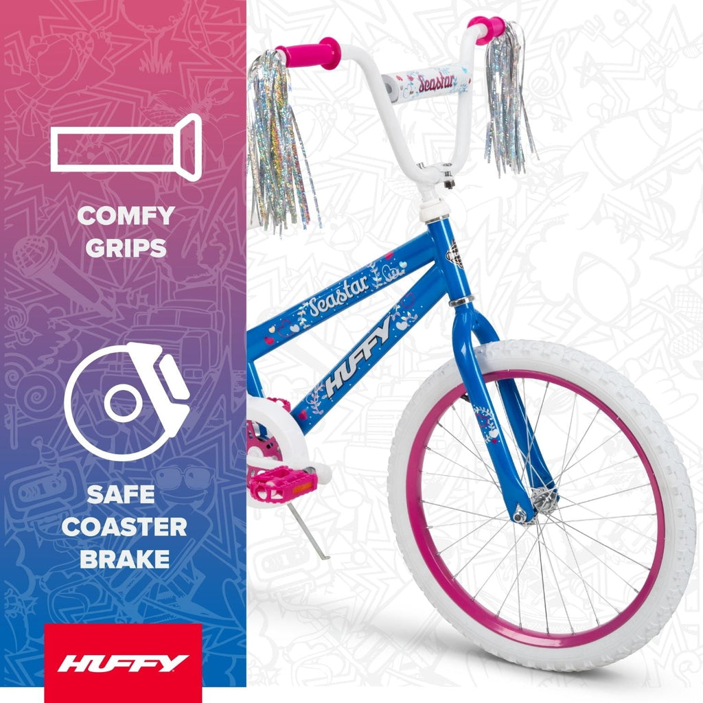 Huffy 20 Sea Star Kids' Bike, Fits Riders 44 - 56, Blue/Pink, Youth, Girls