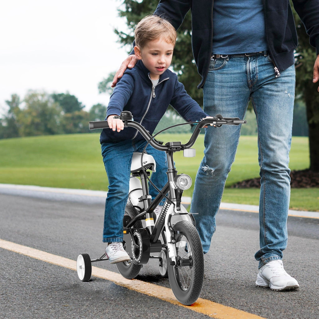 GLAF 12 14 16 Inch Boys Bike with Training Wheels & Water Bottle Holder, for Kids Ages 2-7 Years, Durable Construction, Green
