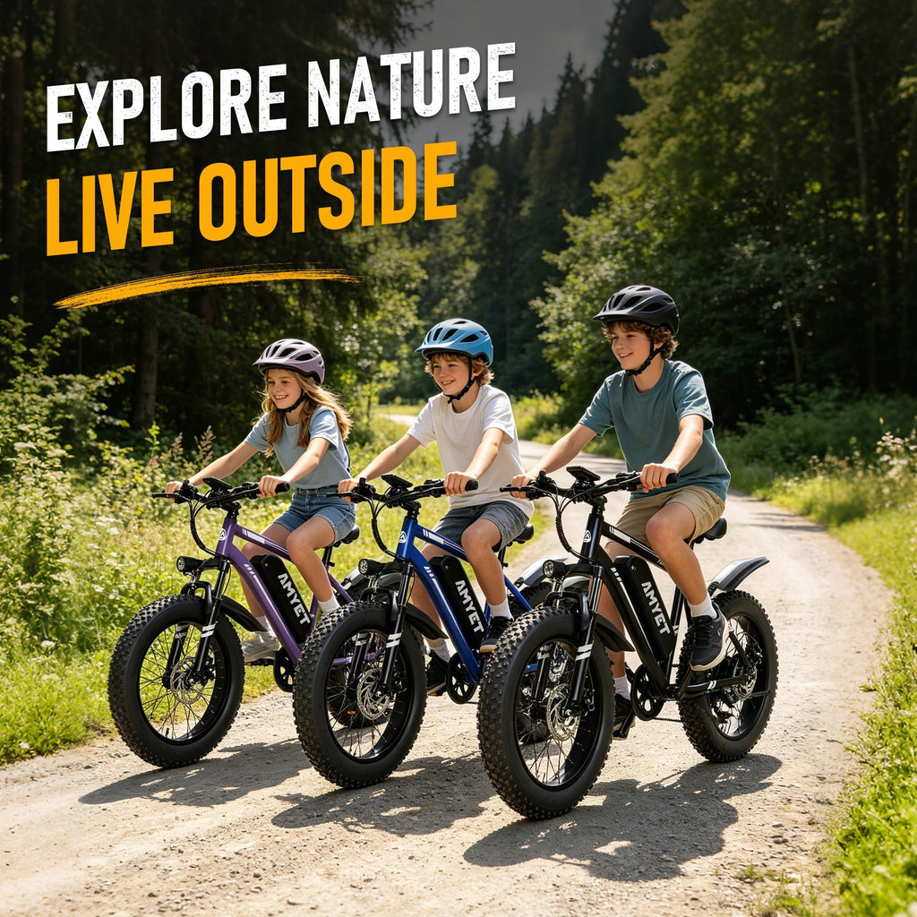 AMYET 1000W Electric Bike, 20 Fat Tire Ebike 28MPH 48V 15Ah E-Mountain Bicycles UL2849 Black