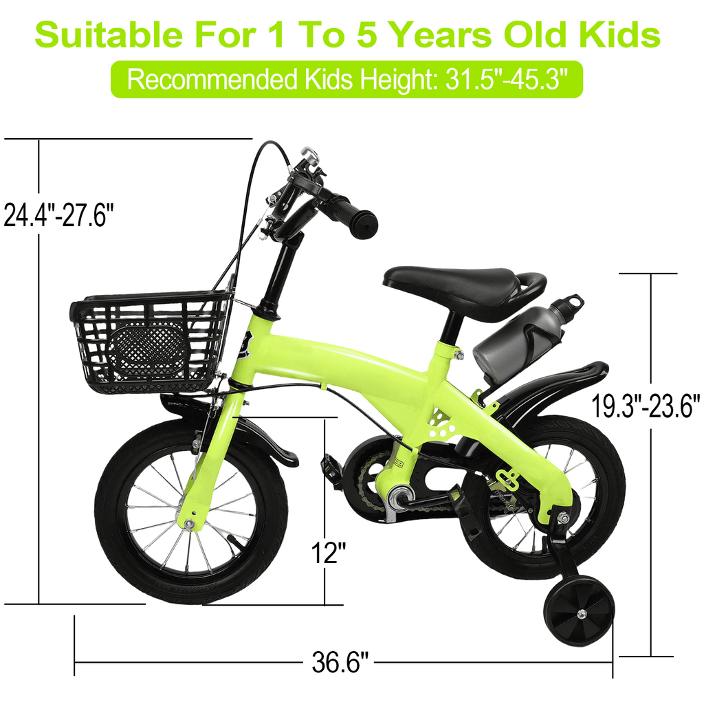12 inch Kids Bike with Training Wheels, Children Bike with Adjustable Handlebar, Kids Bicycle for Boys Girls Toddlers Age 3-5, 2-in-1 Red Toddler Bike
