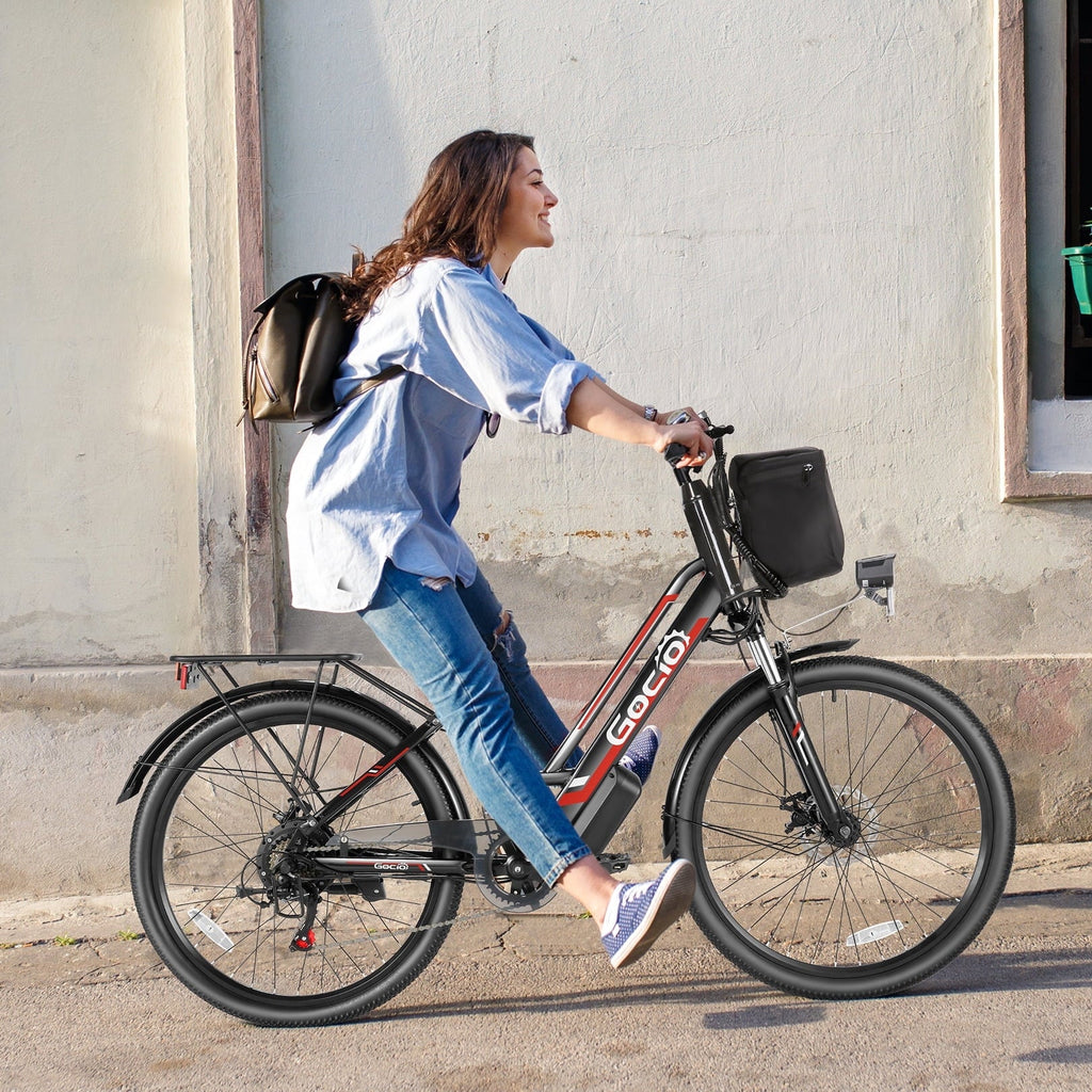Gocio UL2849 Certified 26 Electric Bike for Adults, 750W Peak Motor, 48V 7.8Ah Battery, 19.8 mph 7-Speed Commuter Ebike with Disc Brakes