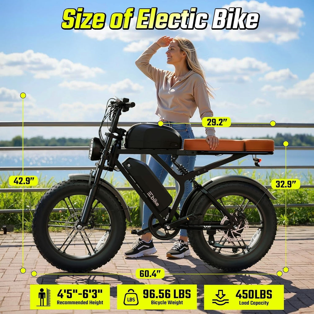 TST Electric Bike for Adults, 48V/15AH Battery, 20x4 Fat Tire, 750W Motor Off-Road E Biker, UL2849