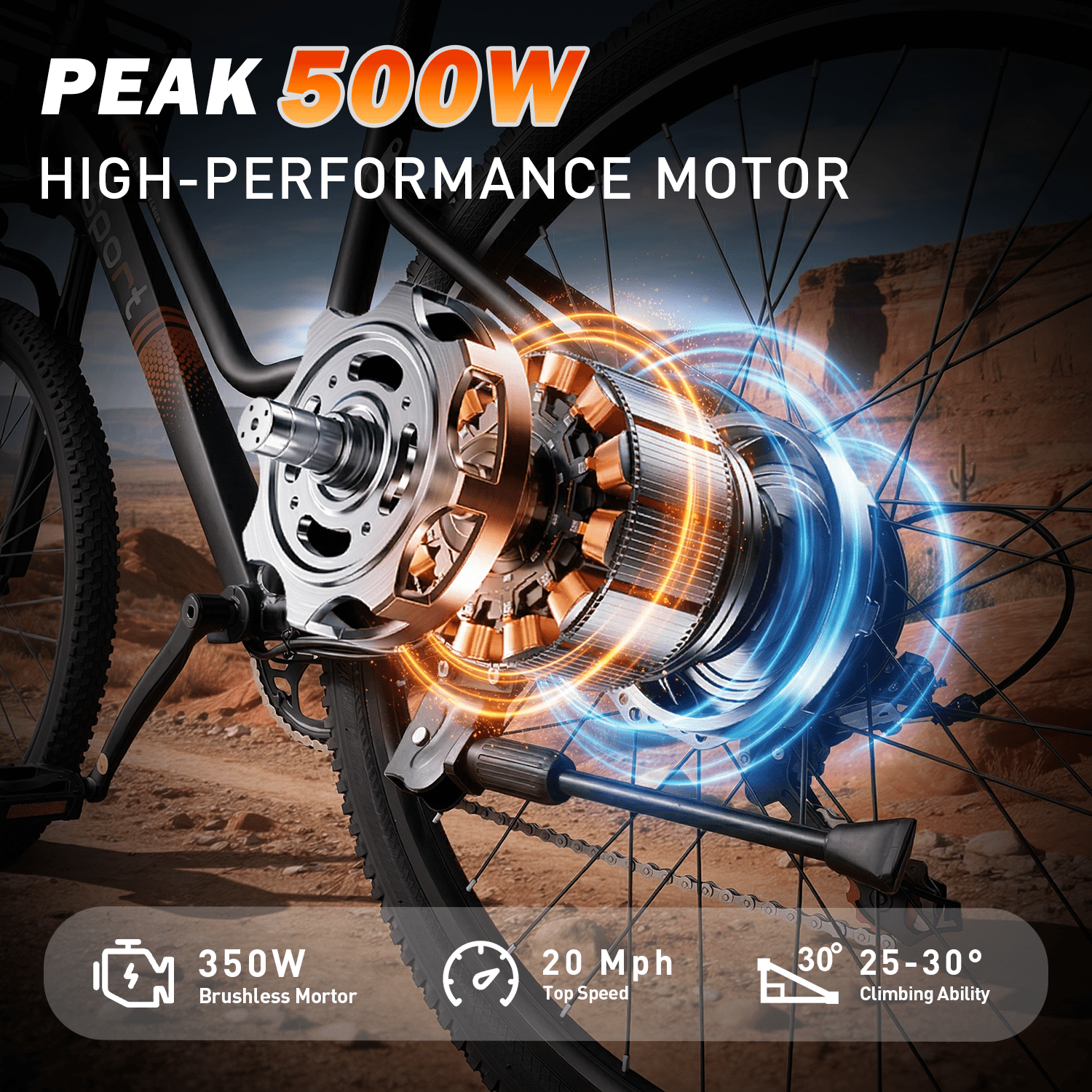 OwnGold 26 Electric Bike for Adults, 500W Peak Motor, 20MPH, 35+ Miles Range, 432Wh Battery, Commuter Ebike with Basket, 7-Speed, Lightweight, UL2849 Certified