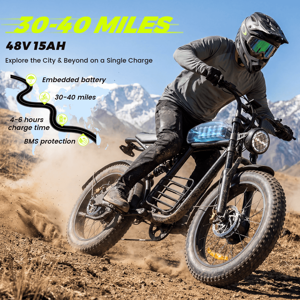Electric Bike for Adults, 1000W Dirt Bike, 30MPH, 48V 15Ah E-Bike, 30-40 Miles Electric Bikecycle, 20 Fat Tire Off-Road Bike, All Terrain for Mountains, Snow, Sand, Road