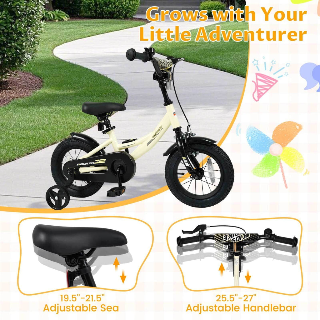 Costway 18 Inch Kids Bike with Training Wheels Dual Brakes Adjustable Seat Handlebar Height