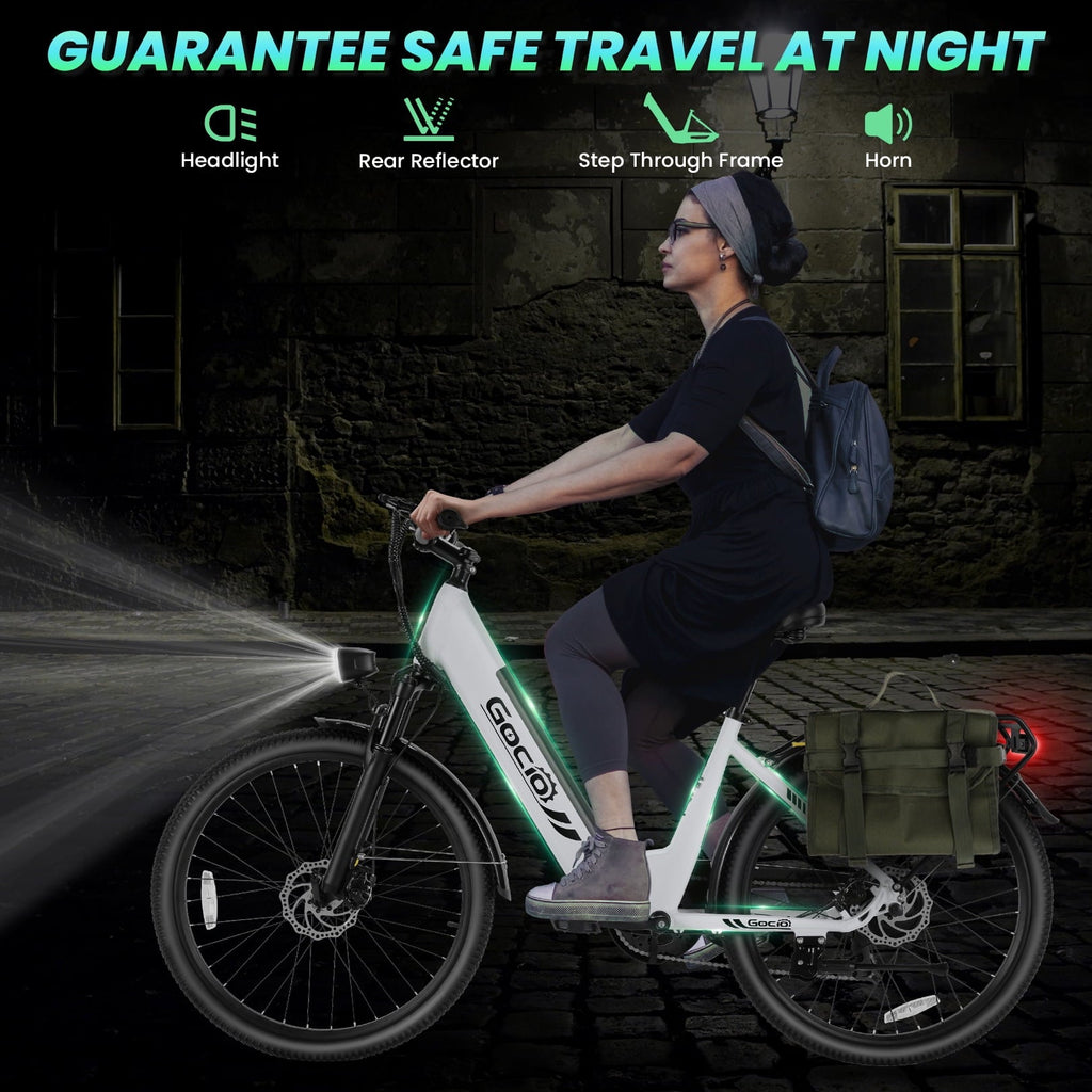 Gocio 26 x 2.1 Electric Bike for Adults, 500W Commuter Ebike, 48V 720wh Built-in Battery, 5 Riding Modes, Max 60 Miles, LCD, Lockable Front Suspension Step Thru E Bikes UL 2849
