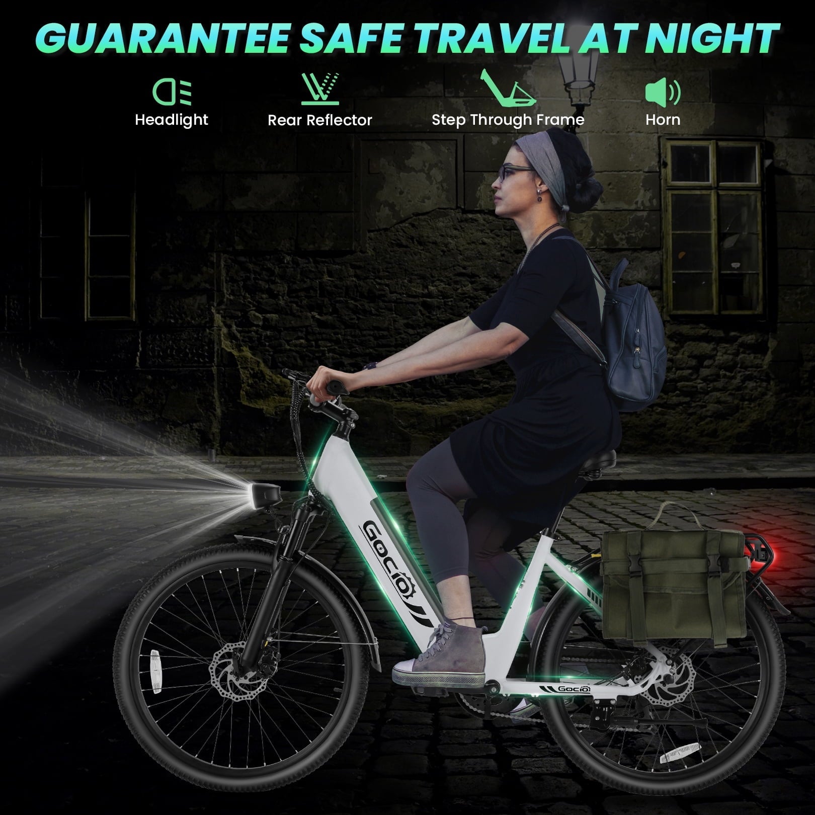 Gocio 26 x 2.1 Electric Bike for Adults, 500W Commuter Ebike, 48V 720wh Built-in Battery, 5 Riding Modes, Max 60 Miles, LCD, Lockable Front Suspension Step Thru E Bikes UL 2849