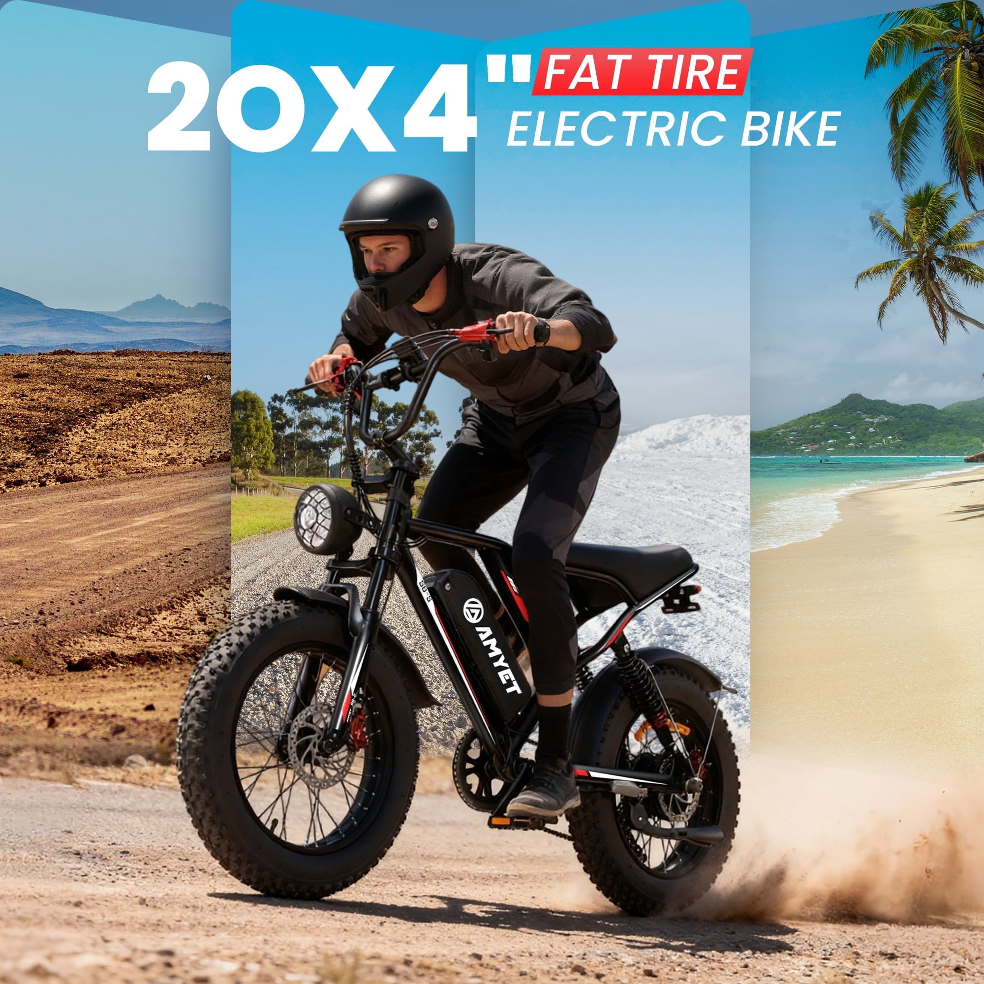 AMYET S8-S Electric Bike 1000W(1500W Peak), 48V 20Ah, 20x4.0 Fat Tire Ebike for Adults, Hydraulic Disc Brakes E-Mountain Bicycle, UL2849