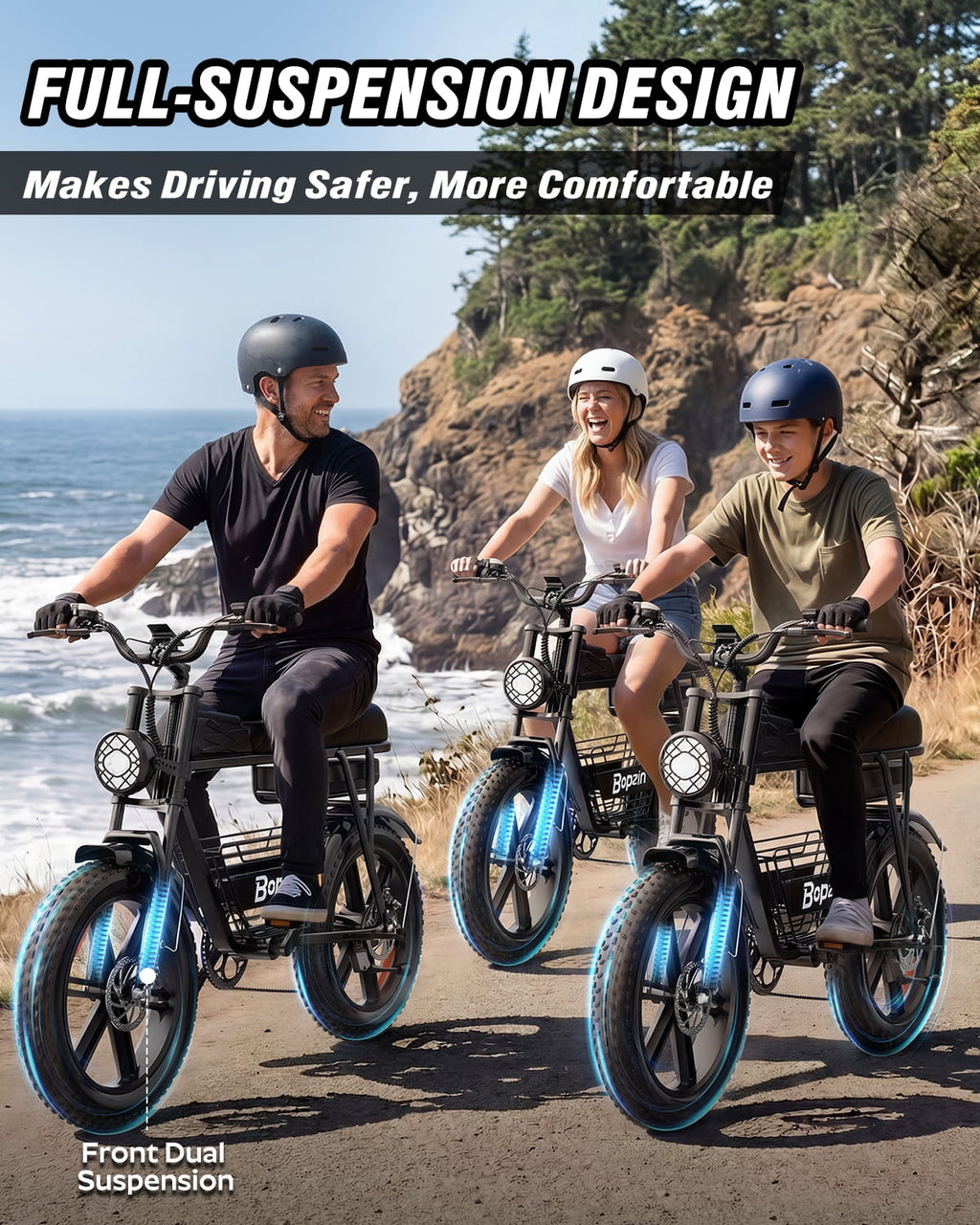 Bopzin Electric Bike for Adults, Peak 1500W App & Anti-Theft, 48V/25Ah, 20x4.0 Fat Tire Ebike, UL2849 E-Mountain Bike