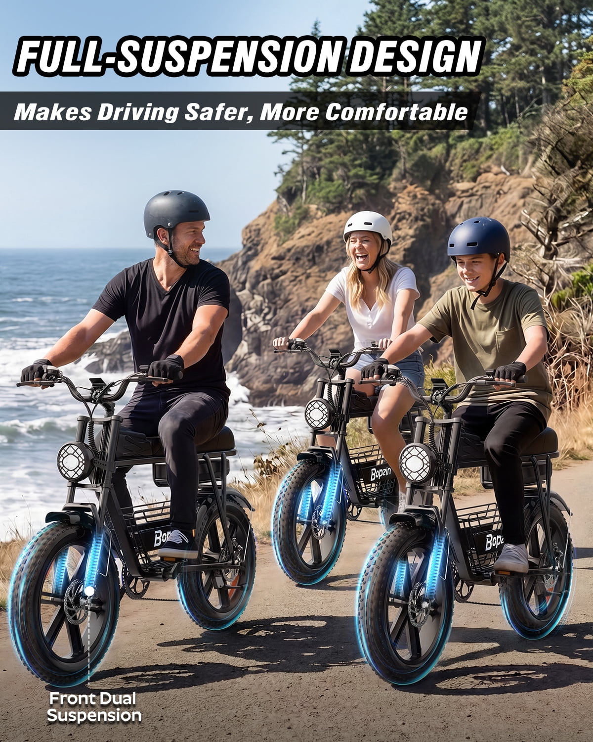 Bopzin Electric Bike for Adults, Peak 1500W App & Anti-Theft, 48V/25Ah, 20x4.0 Fat Tire Ebike, UL2849 E-Mountain Bike