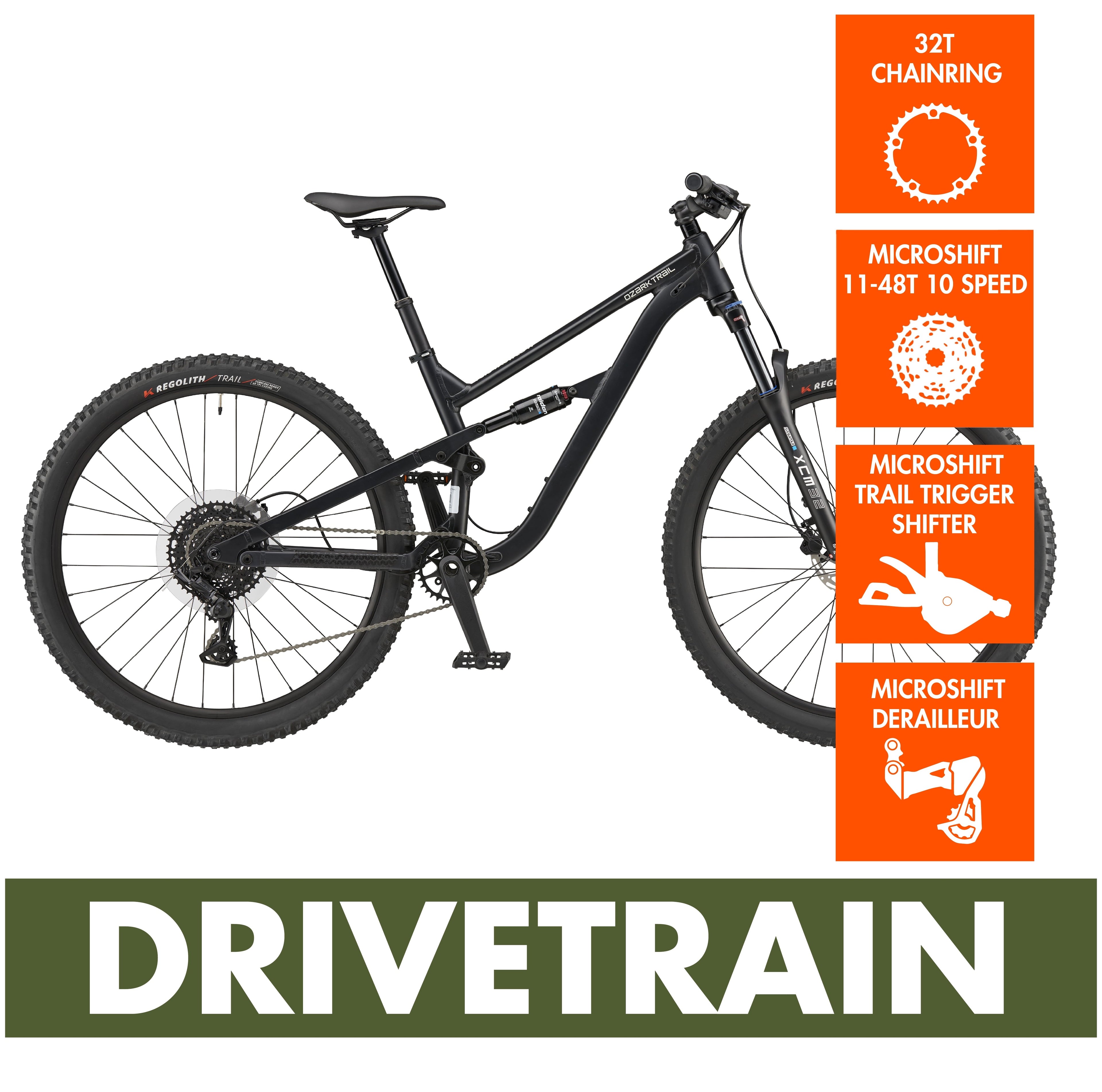 Ozark Trail 29 FS.3 Fastflow Full Suspension Mountain Bike, 29 Wheels, Medium Frame, Fits Rider 5'7' - 5'11, Black, Adult, Online Only