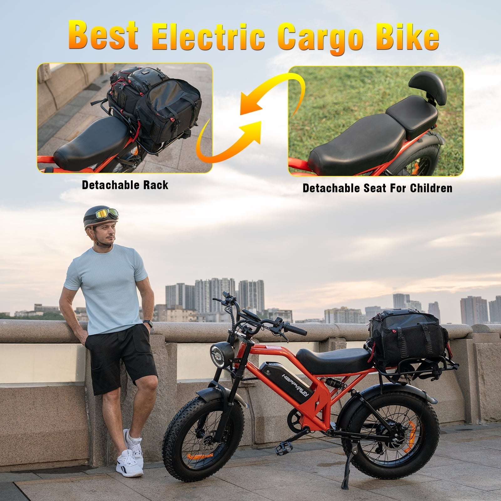 1500W Electric Bike, 20 Fat Tire E-Mountain Bikes, 48V 18Ah 32MPH Ebike for Adults Full Suspension UL2849, All-Terrain E-Bike, Orange