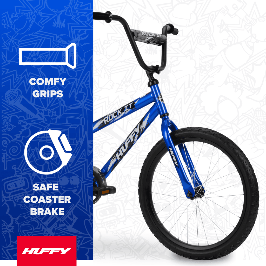 Huffy 20 Rock It Kids' Bike, Fits Riders 44-56, Blue, Youth, Boys