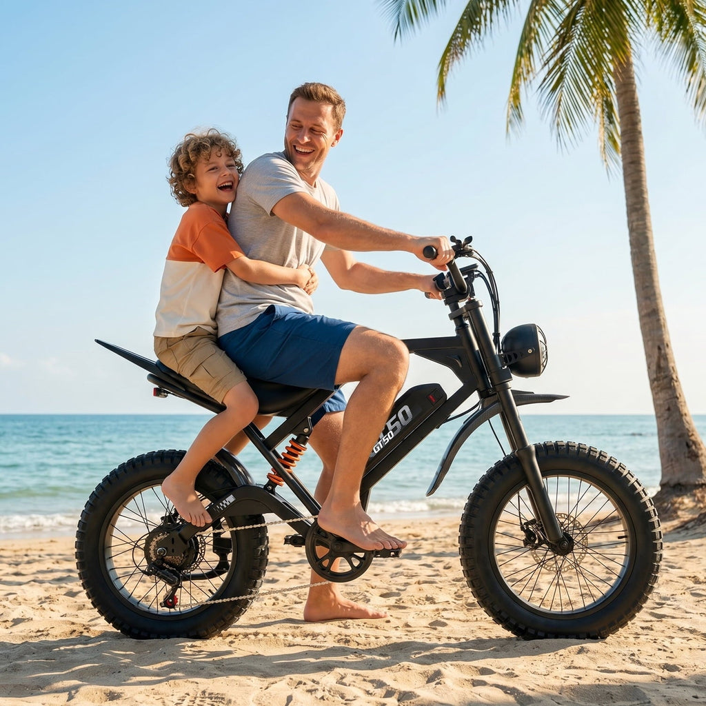 ASKGO Electric Bike for Adult, 2200W Peak Electric Dirt Bike, 100 Miles, 7 Speed Electric Motorcycle, 48V Removable Battery, 20 Fat Tire Off Road Ebike, Full Suspension Ebike for Snow/Beach/Mountain