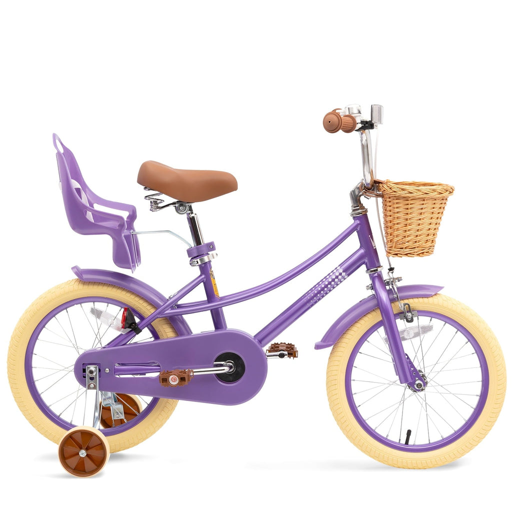 KORIMEFA Girl Bike for Toddlers and Kids Ages 3-6 Years Old, 12 inch Kids Bike with Training Wheels & Basket, 12 in Girl Bicycle with Handbrake & Kickstand