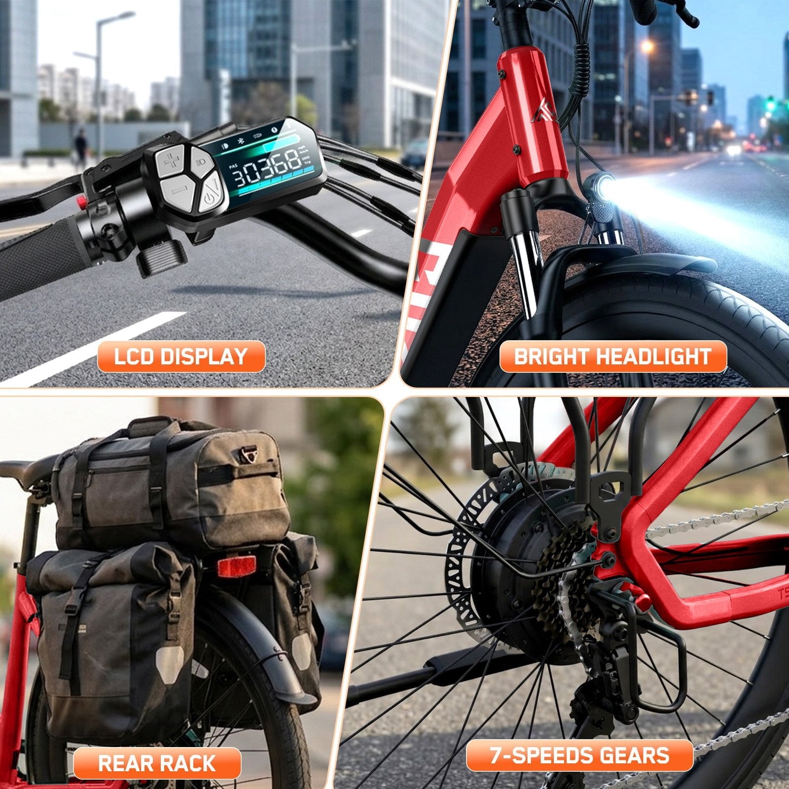 TST Electric Bike for Men, Peak 1000W E Mountain Bike, Electric Bicycle, 27.5 Tire EBike, Hydraulic Disc Brakes, 48V/15Ah Battery