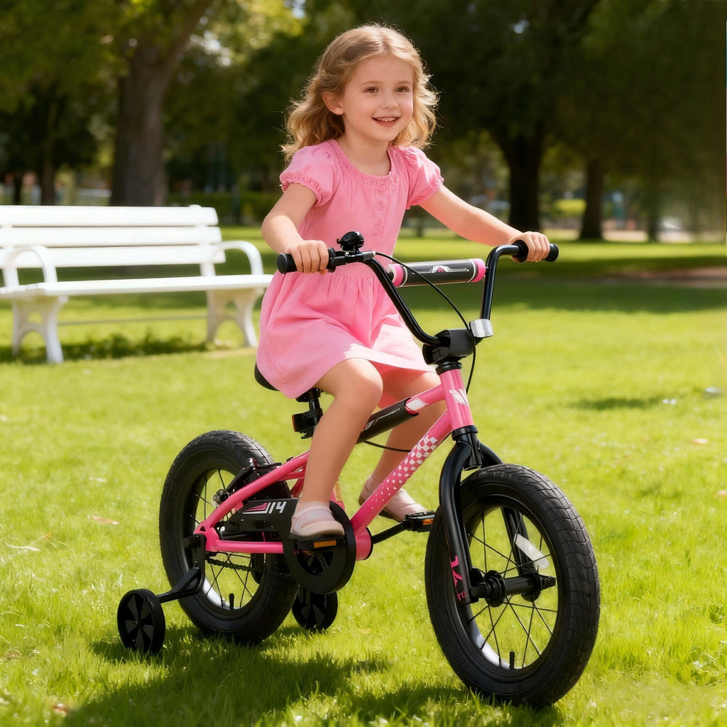 Korimefa Kids Bike, 14 inch Boys Bike BMX Style Bicycle with Training Wheels Coaster Brake for 4 5 6 7 Years Old Toddlers Boys , Blue