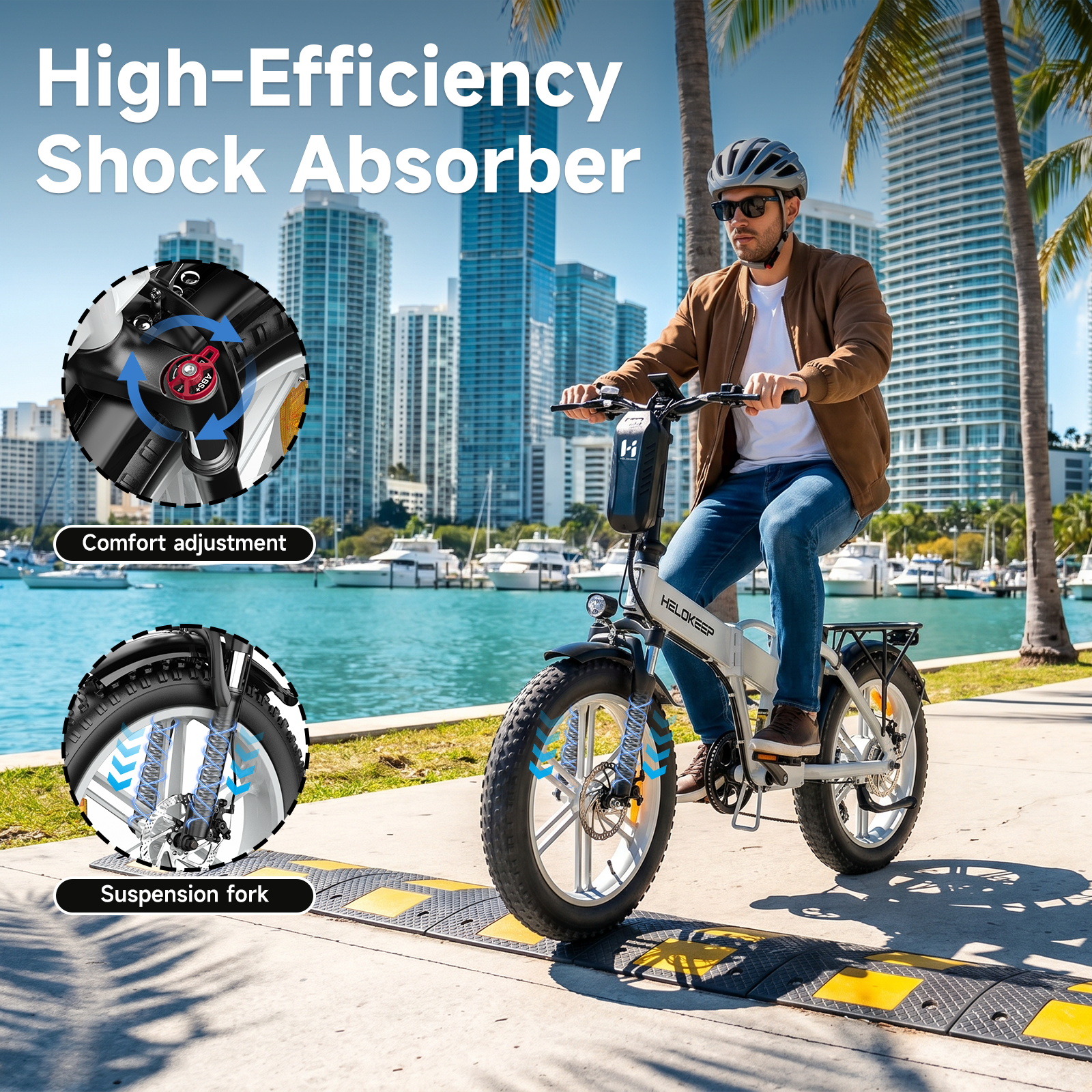 1500W Peak Folding Electric Bike for Adults, 48V 25Ah UL 2849 Certified Battery, 20x4 Fat Tire E-Mountain Bicycle, Shimano 7-Speed, Rear Rack, Up to 30MPH, Black