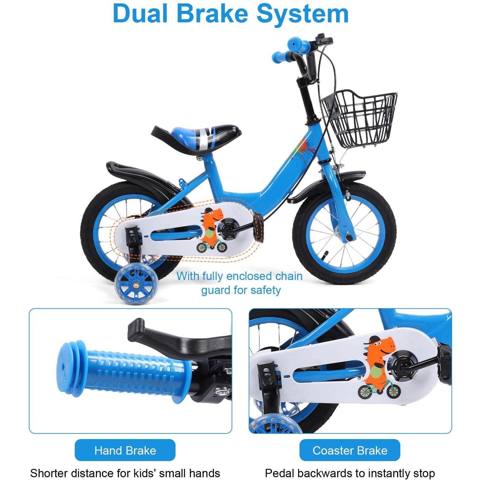 12 inch Kids Bike with Training Wheels, Children Bike with Adjustable Handlebar, Kids Bicycle for Boys Girls Toddlers Age 3-5, 2-in-1 Red Toddler Bike