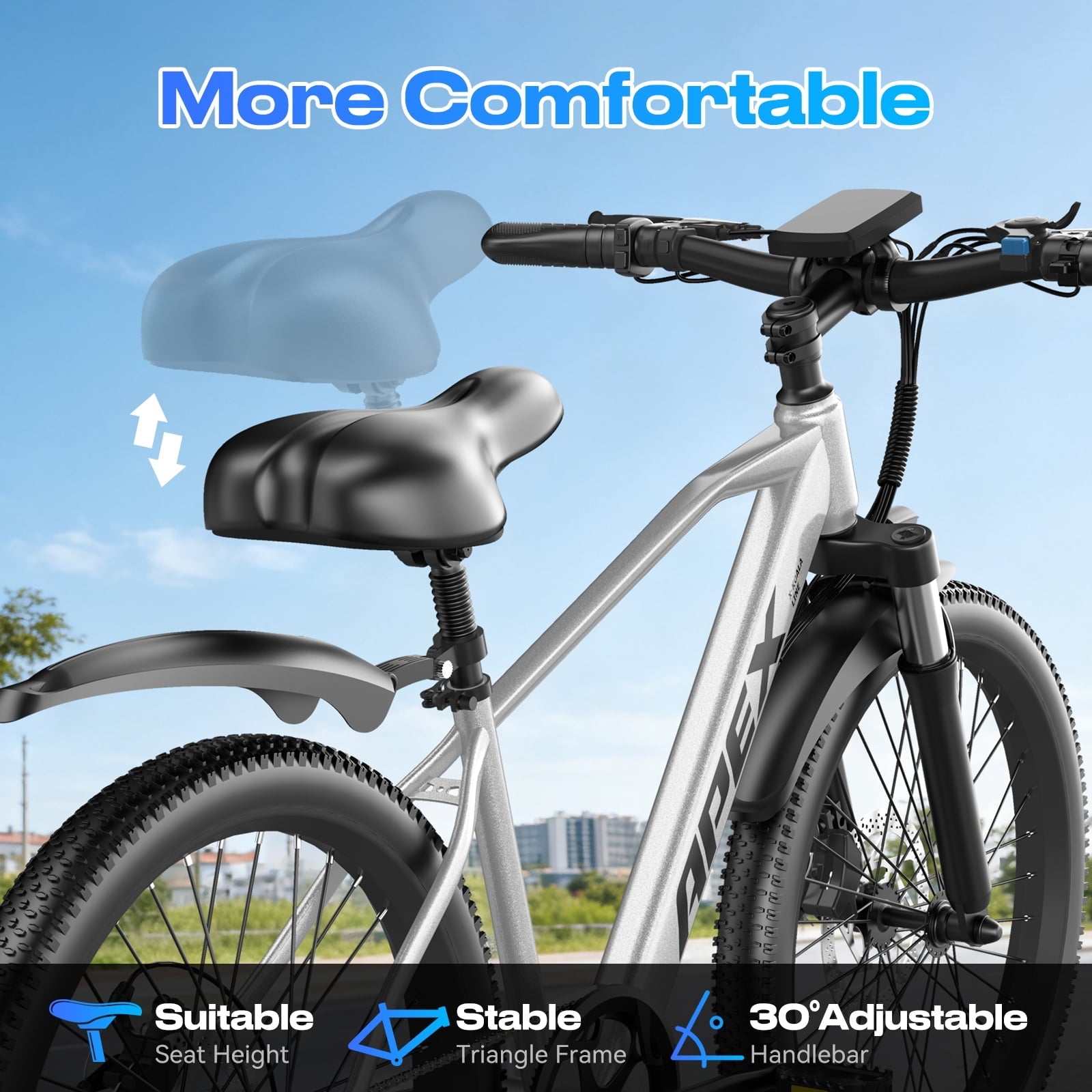 26 Electric Dirt Bike for Adults,1200W Peak Motor, 4 Modes & 7-Speed, UL2849 Certified,x Max 28Mph & 50Miles, Internal Removable Battery,Shock Absorber, Electric Mountain Bike