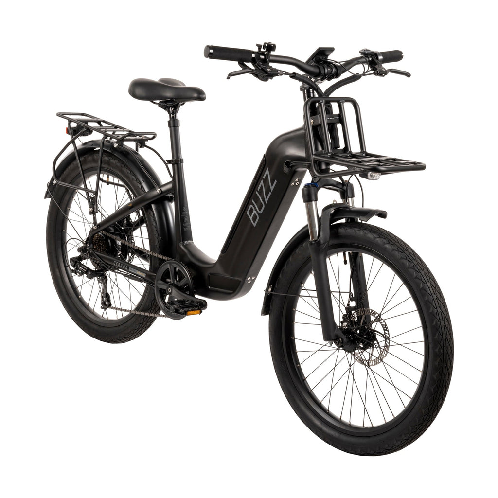 Buzz 24 Cerana 2 48V Electric Bike, Fits Riders 60+, Matte Black, Adult, Unisex