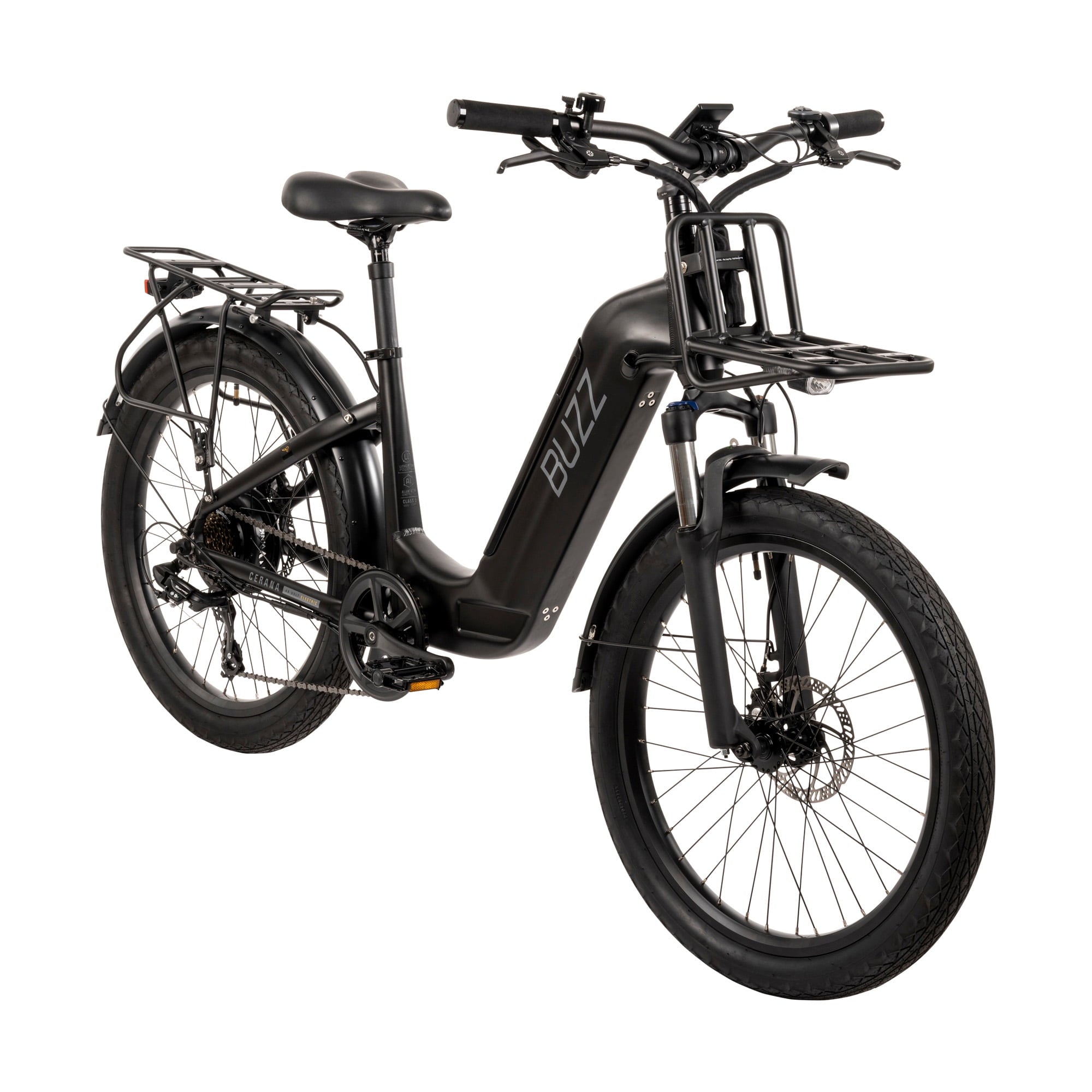 Buzz 24 Cerana 2 48V Electric Bike, Fits Riders 60+, Matte Black, Adult, Unisex