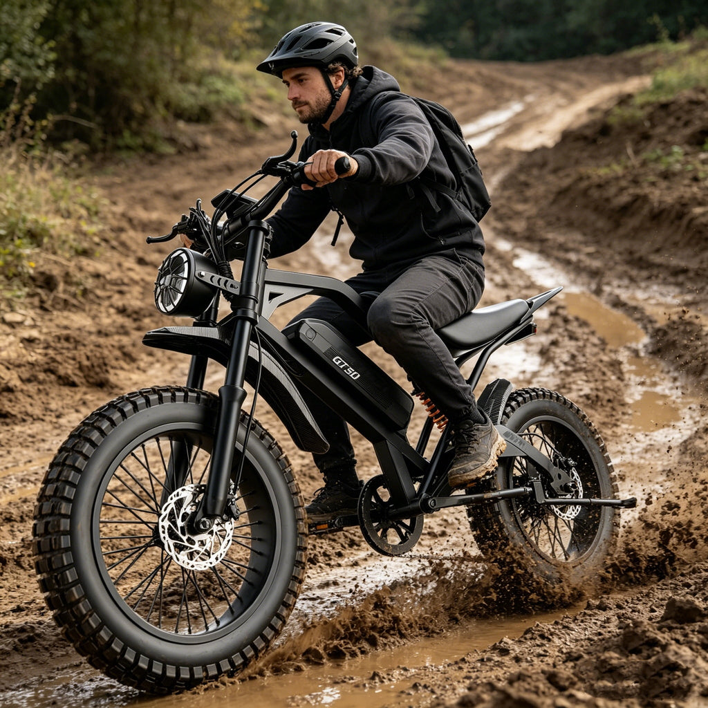 ASKGO Electric Bike for Adult, 2200W Peak Electric Dirt Bike, 100 Miles, 7 Speed Electric Motorcycle, 48V Removable Battery, 20 Fat Tire Off Road Ebike, Full Suspension Ebike for Snow/Beach/Mountain