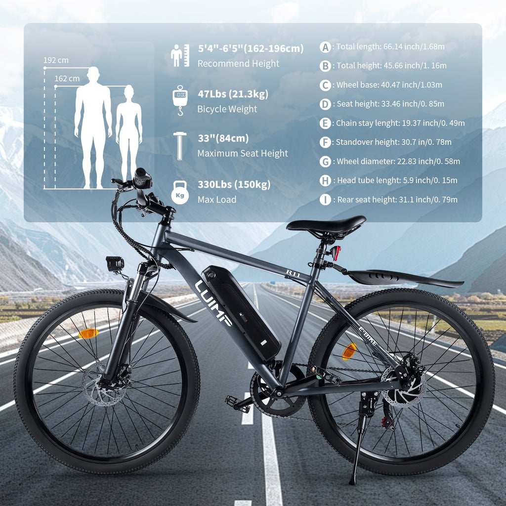 Luimp 26 Electric Bike for Adults, 500W Ebike with 36V 10.4Ah Battery, 20MPH Electric Bicycles, E-Bike for Adults, E Bike UL2849